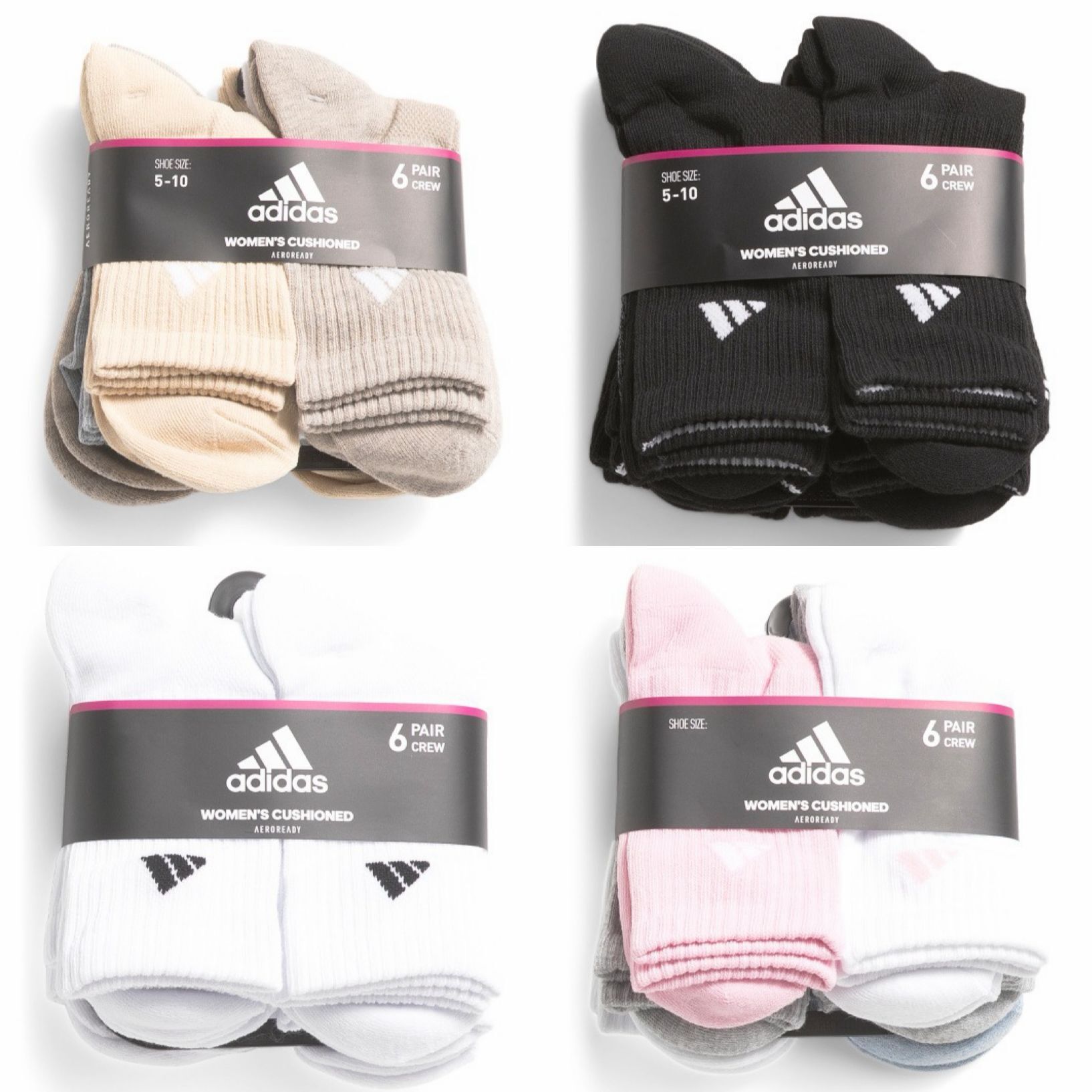 【現貨】ADIDAS K112005 女裝 Cushioned Crew Cut 運動襪（6對裝）