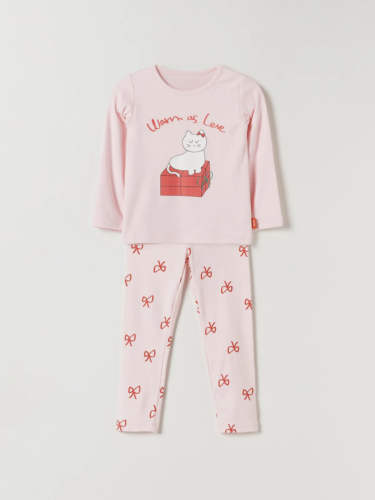 韓國品牌 OZKIZ 貓貓絲帶居家套裝 (上衣＋褲)