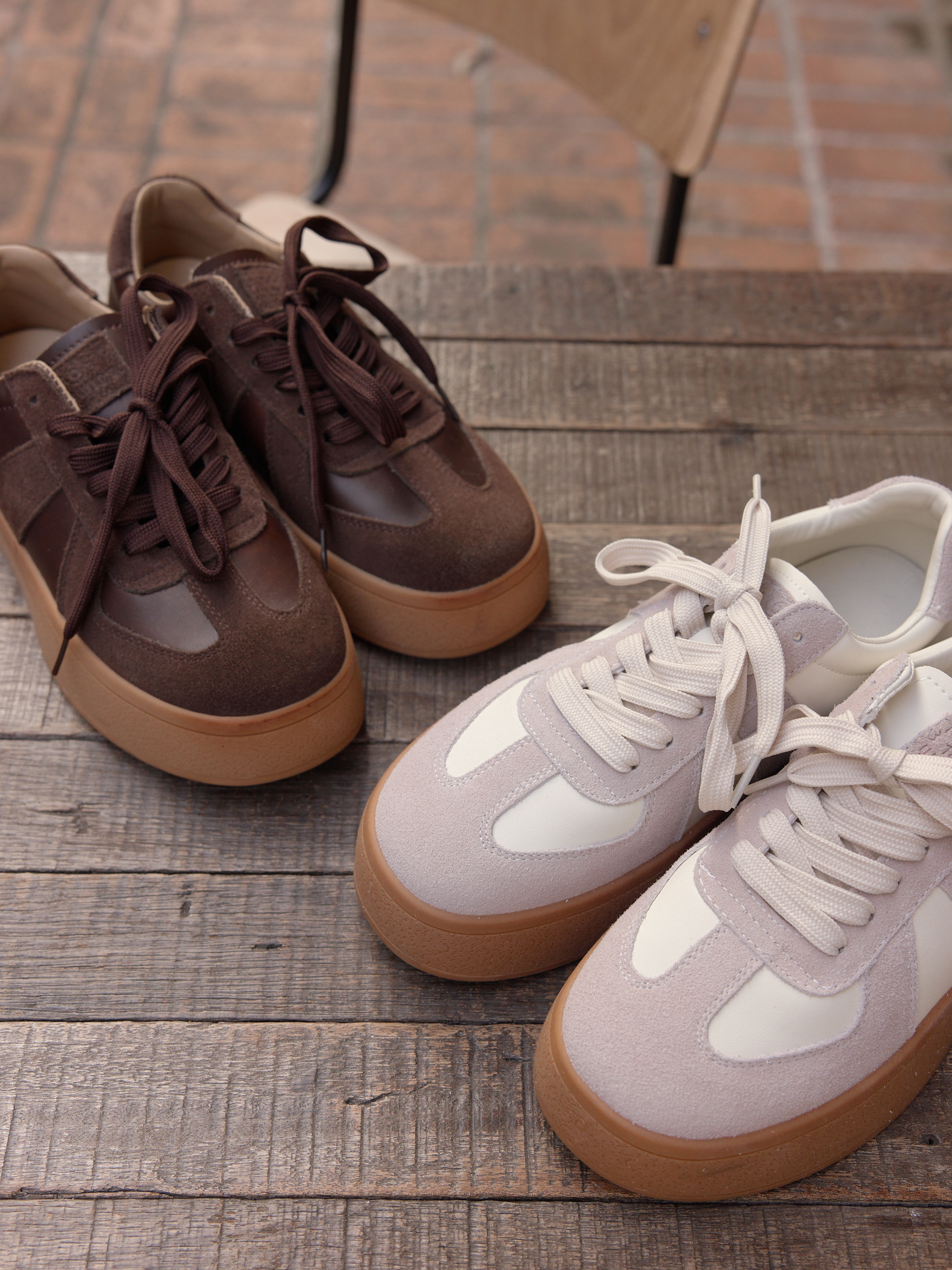 好穿推薦 厚底麂皮拼接德訓鞋