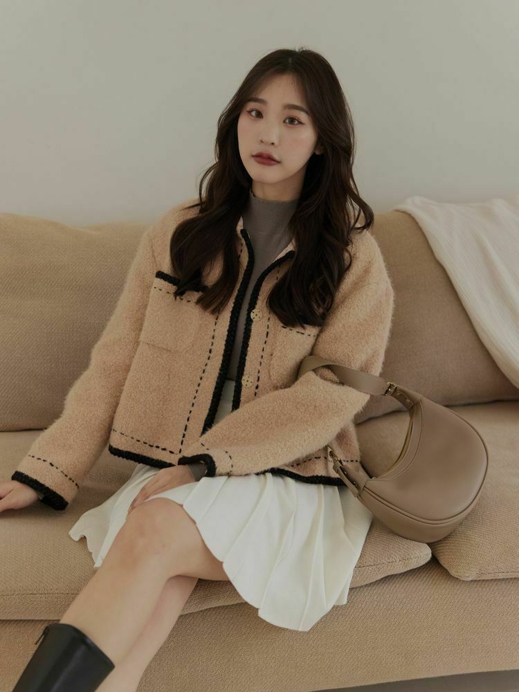 質感A字針織百摺短裙