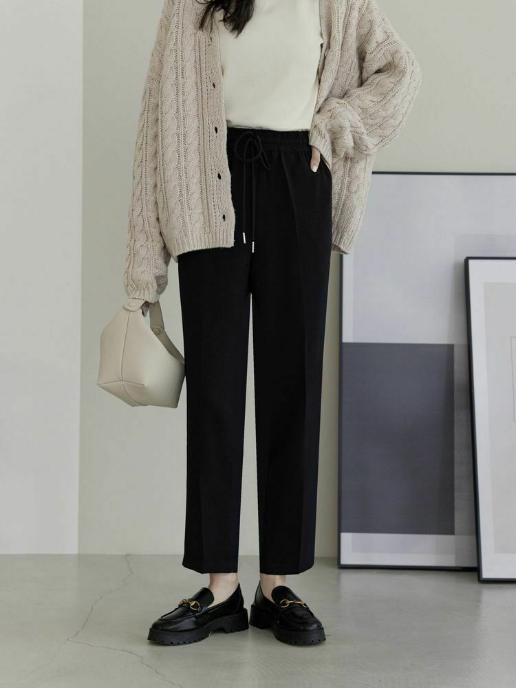 自訂 高腰彈性顯瘦西褲