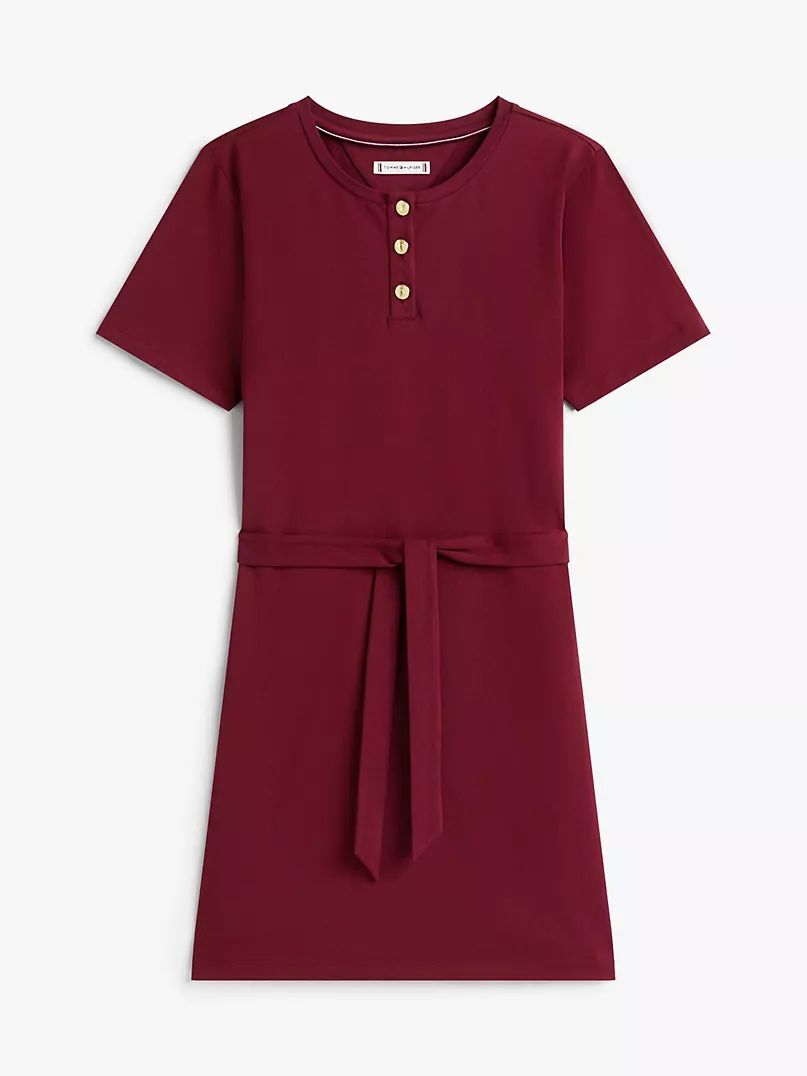 [USW] TOMMY HILFIGER ROSE GOLD-BUTTON BELTED T-SHIRT DRESS, UZZ655 (UZZ655)