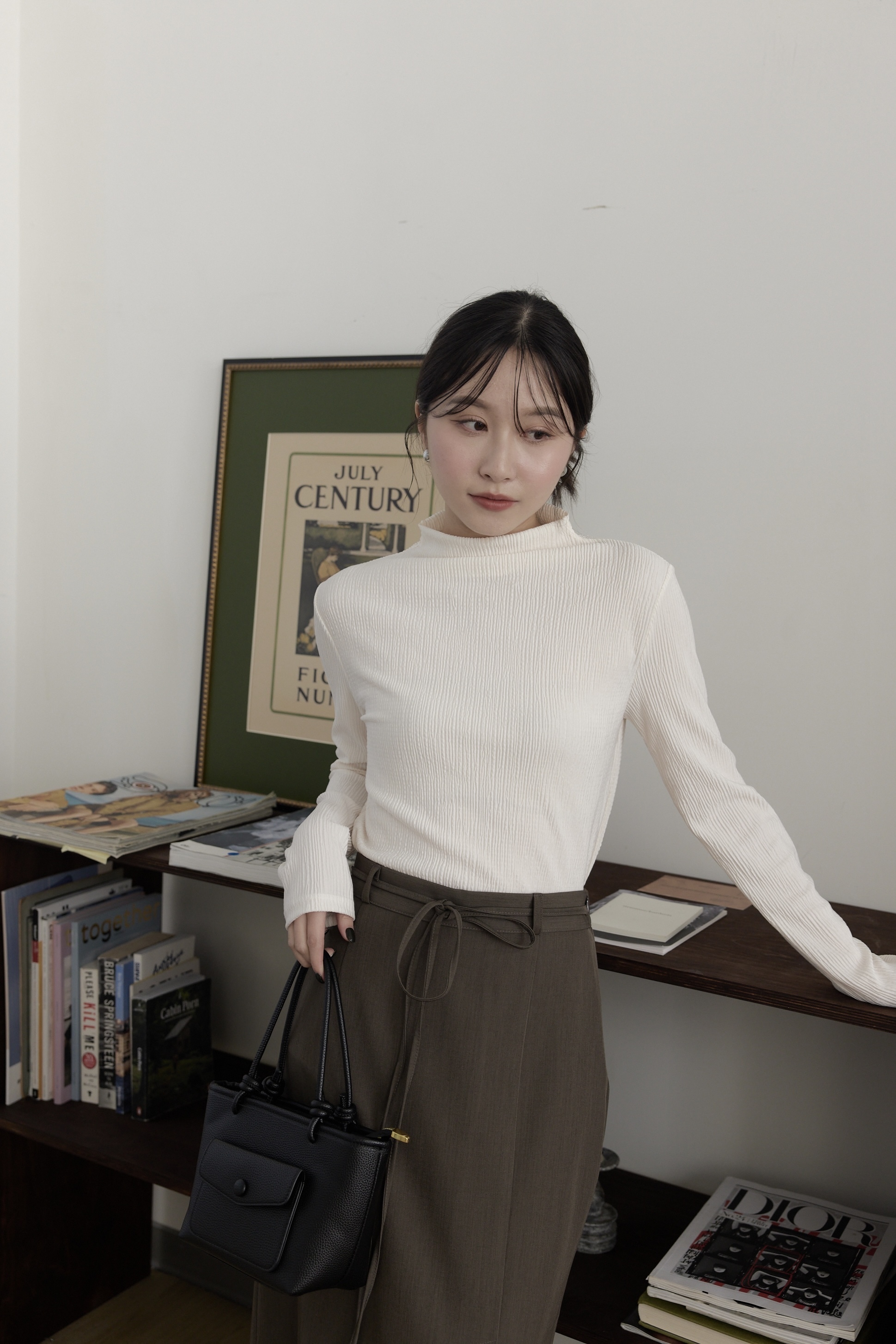 推薦款 質感細紋小立領上衣