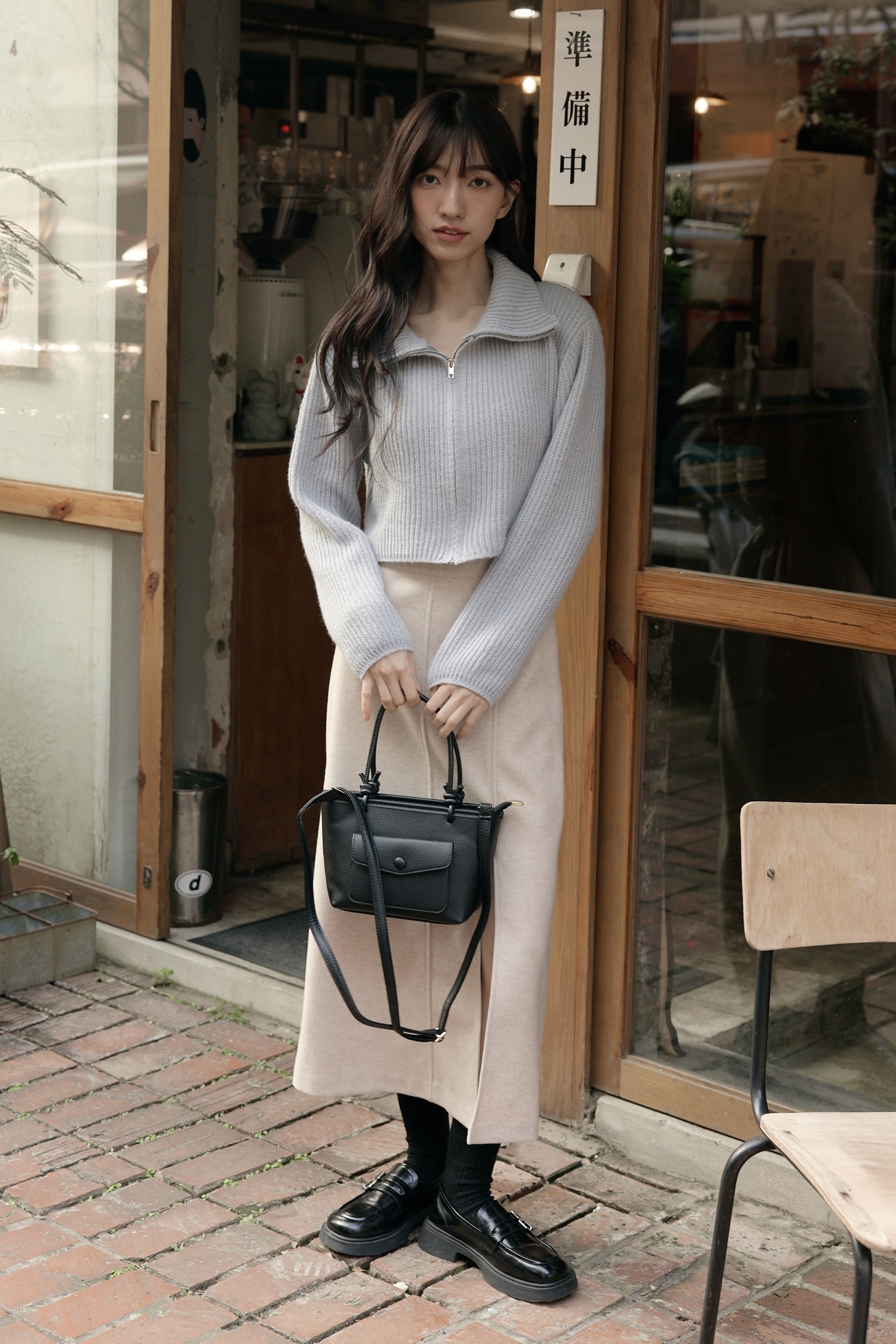 推薦款 小翻領兩穿拉鍊針織