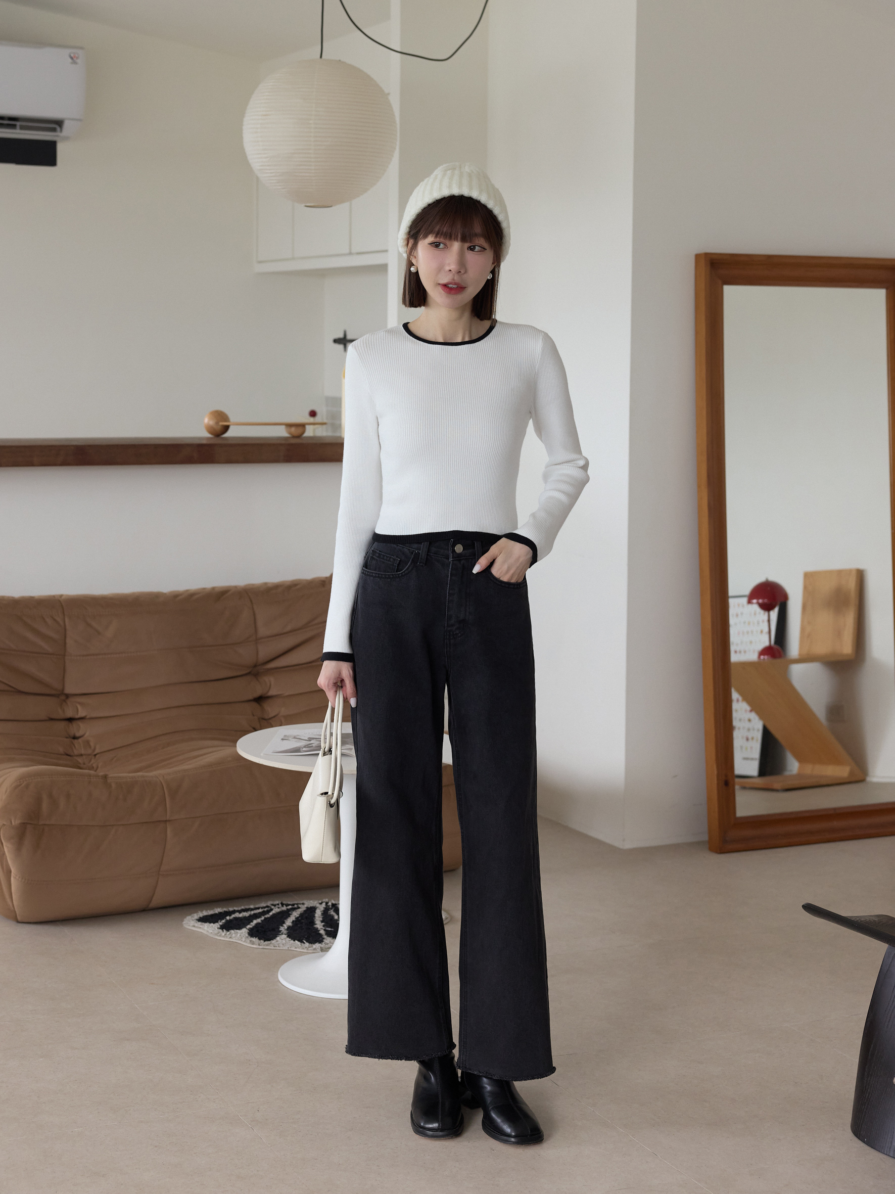 自訂 暖呼呼配色圓領針織