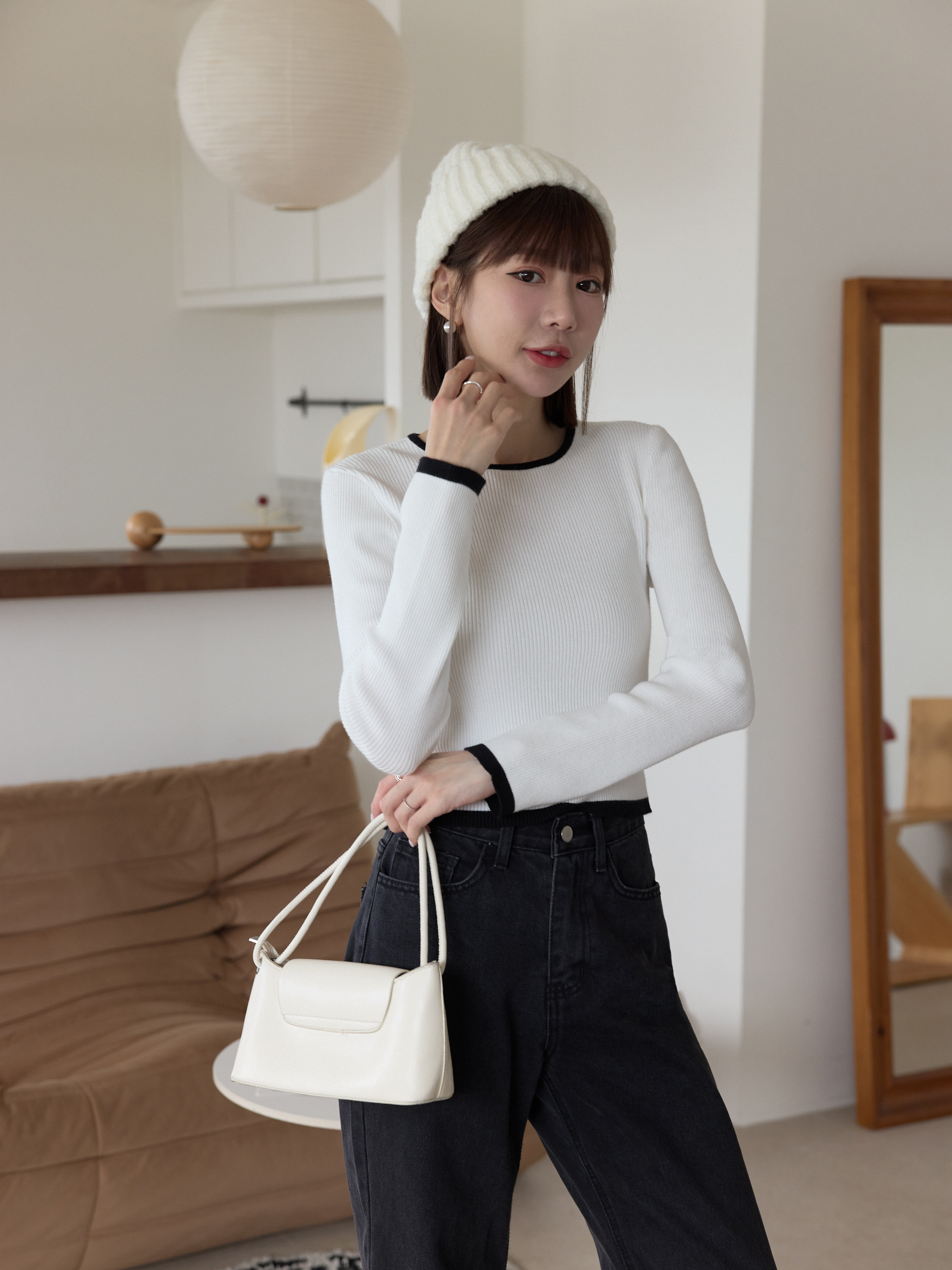 自訂 暖呼呼配色圓領針織