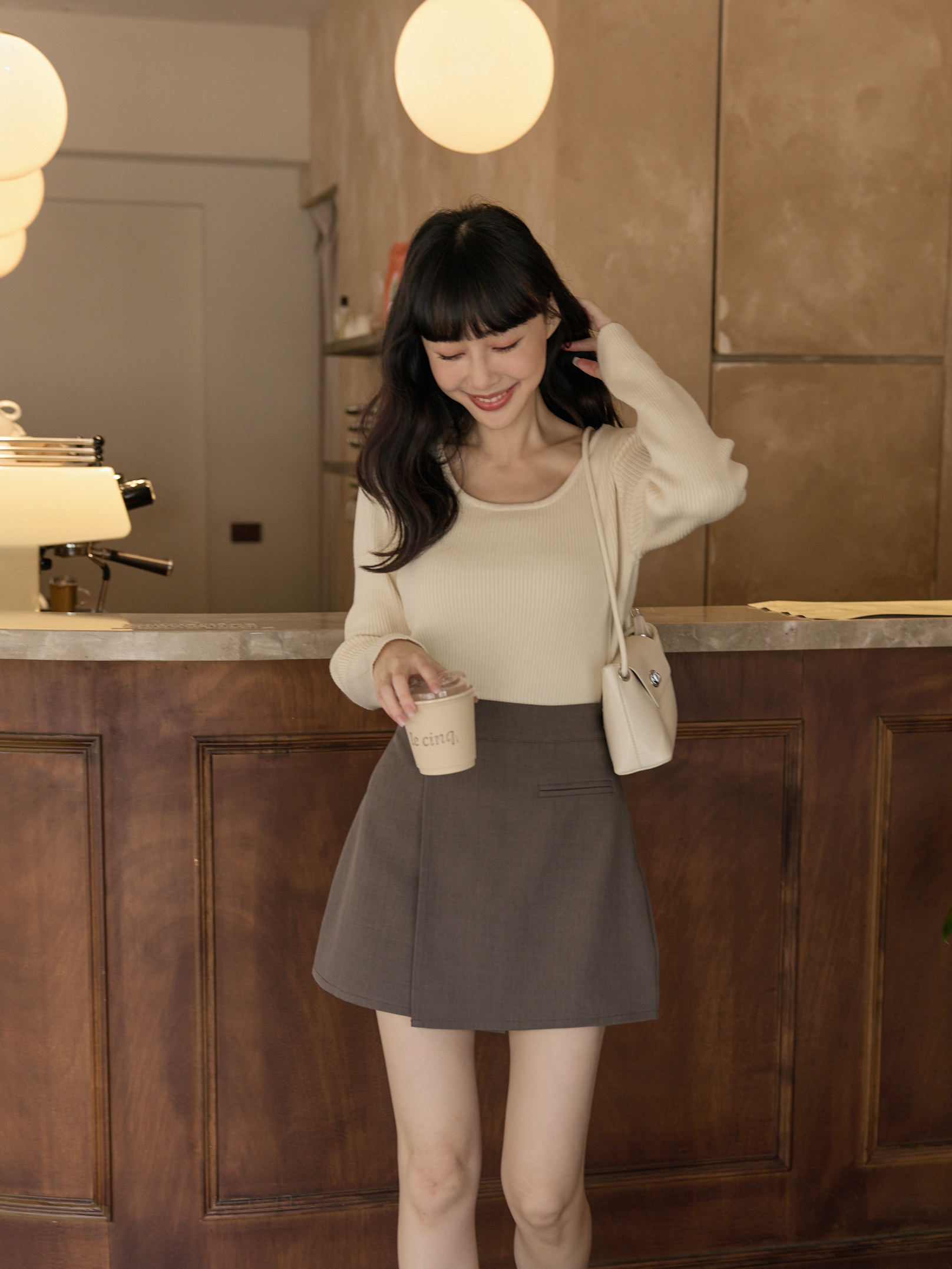 溫柔色系圓領坑紋針織