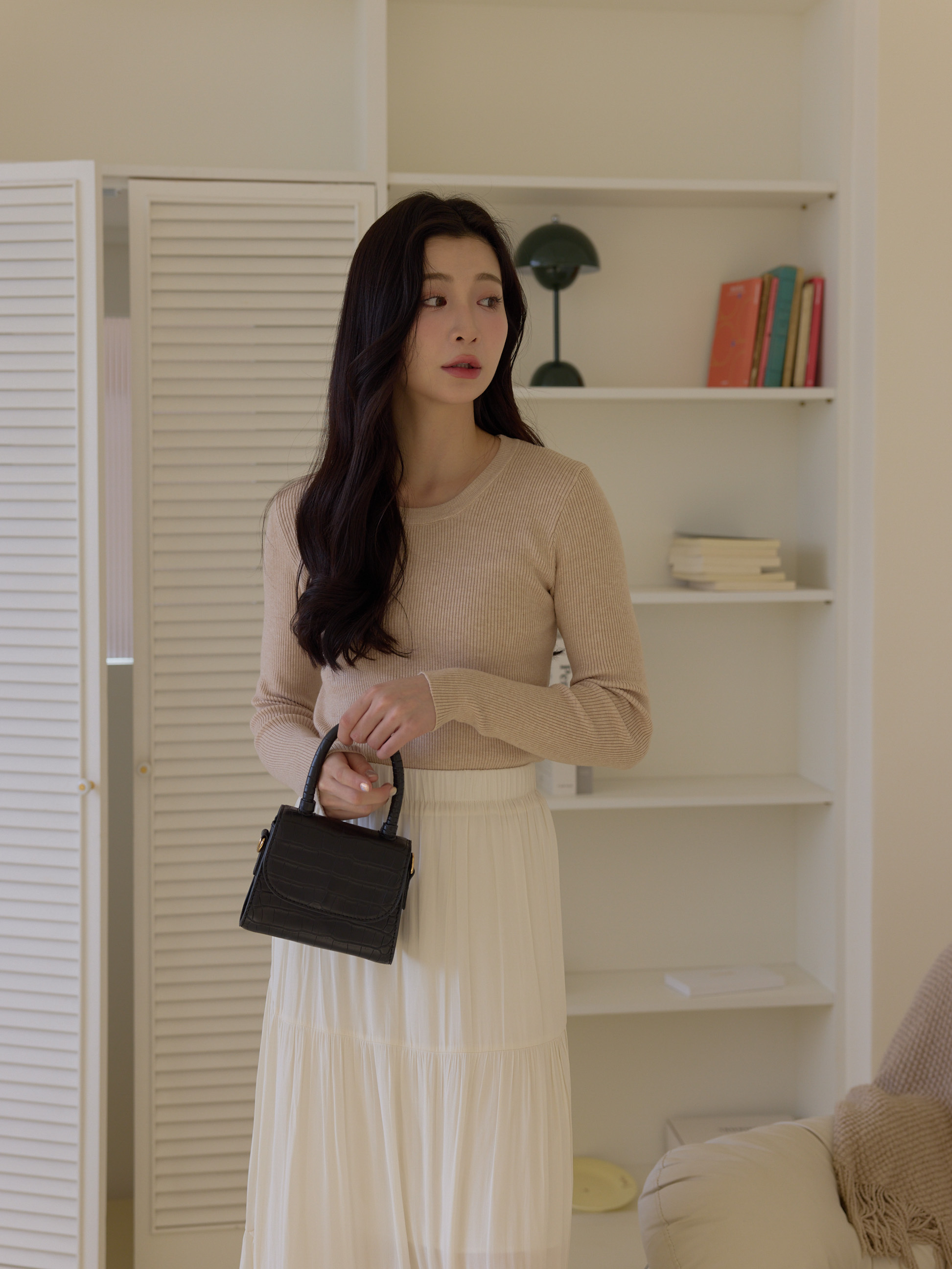 自訂 柔軟織紋圓領上衣