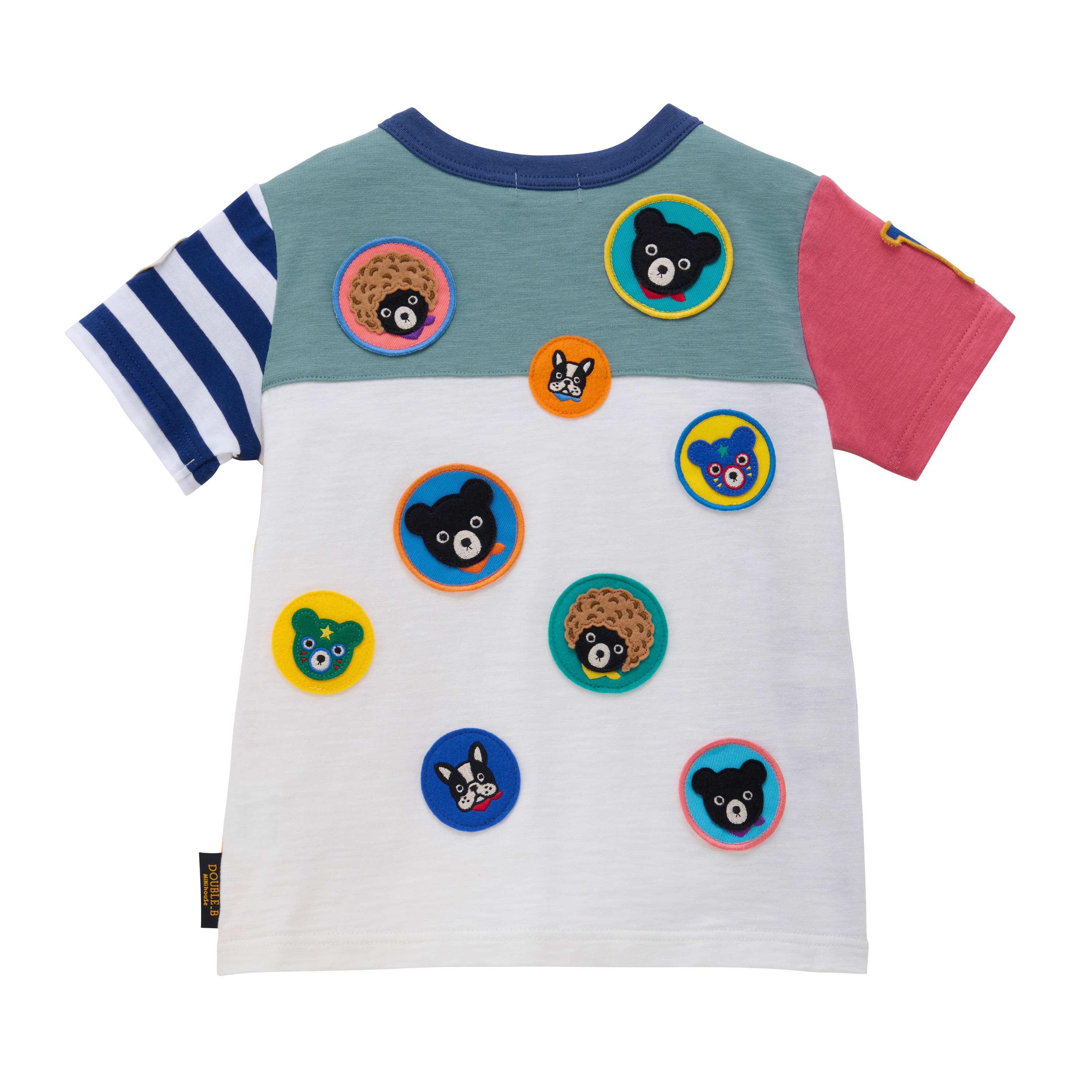 DB 小熊襟章拼格T恤