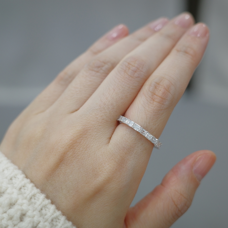 祖母綠切割鑽石渾身戒指-平均9份