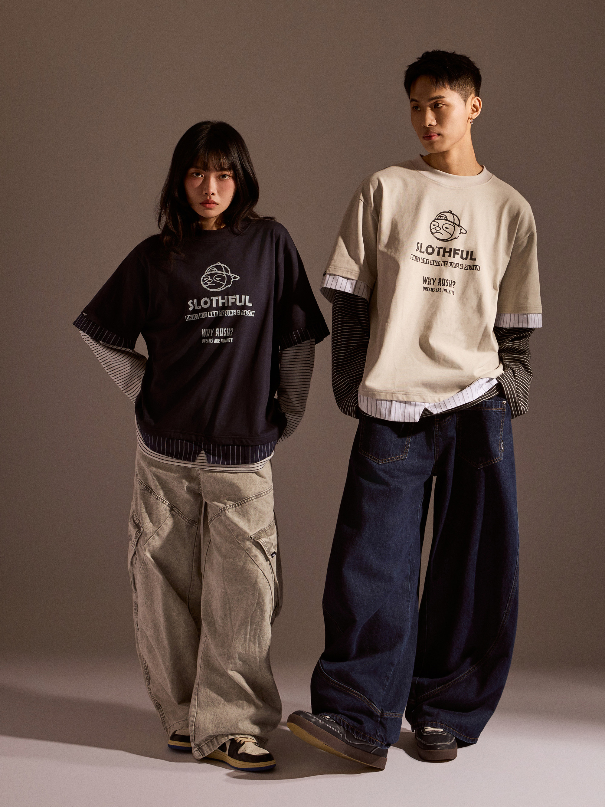 懶帥哥假兩件長袖上衣