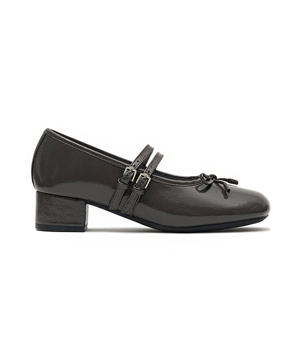 SQUARE TOE TWO STRAP MARYJANE 4CM 碳黑色方頭雙帶高跟瑪莉珍鞋