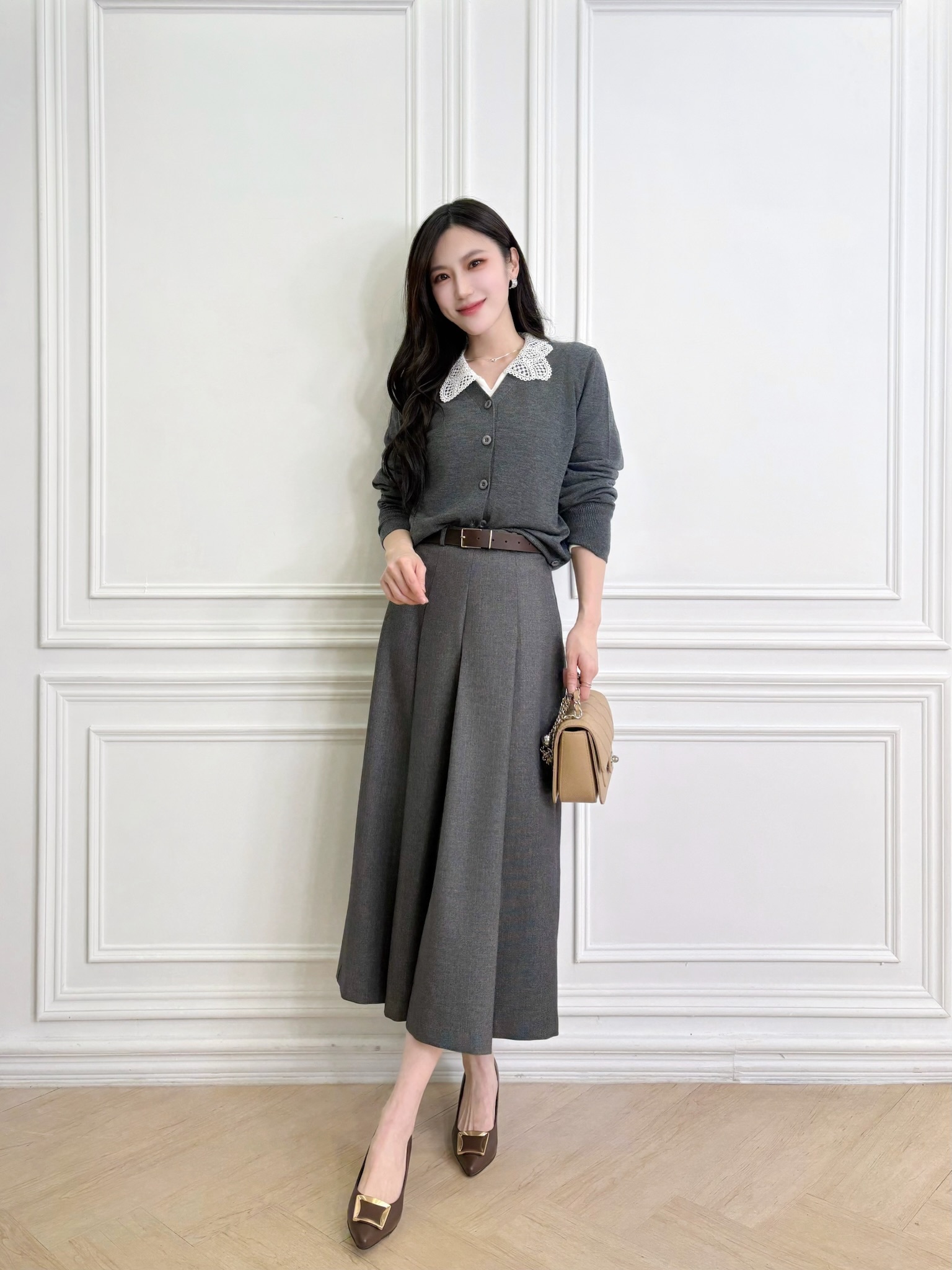 氣質挺料長百褶褲裙