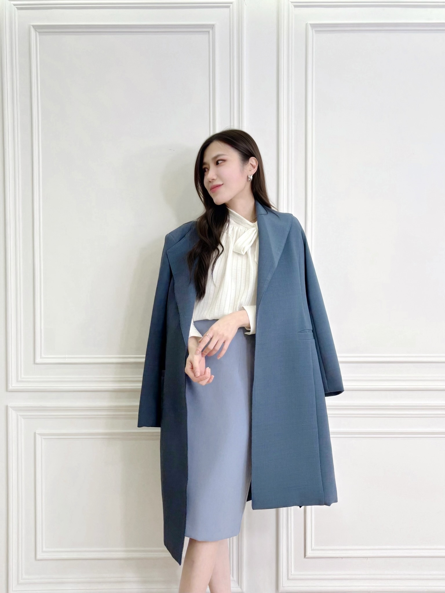 (經典必備!)秋冬10色窄裙-天藍色