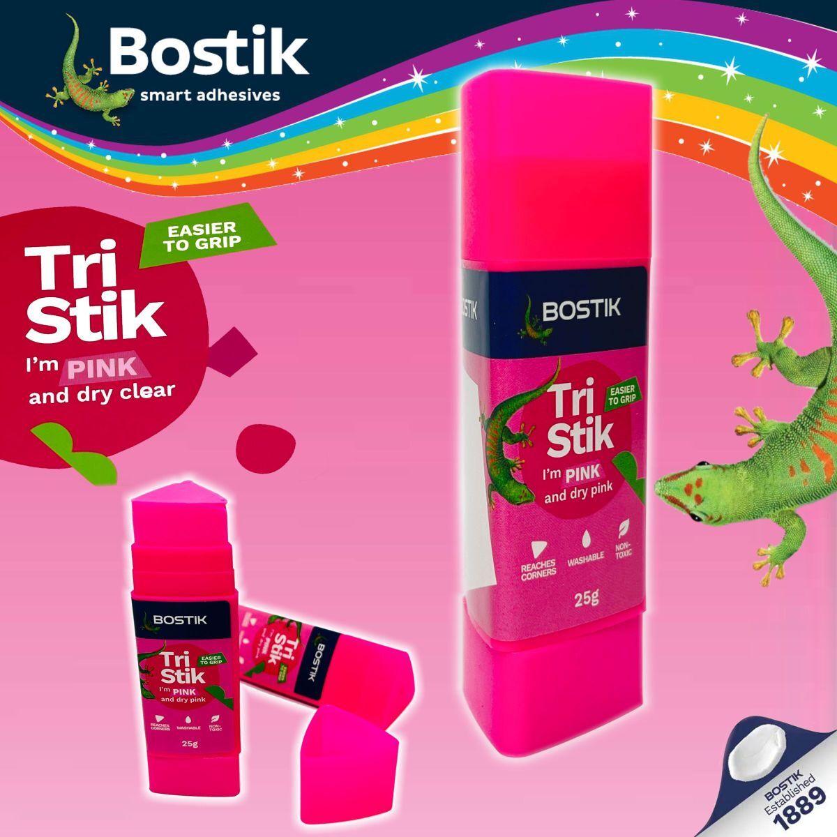 Bostik® Tri Stik 粉紅三角槳糊筆 (25克) 1 支裝《香港行貨》
