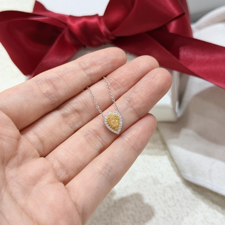梨形黃鑽鑽石頸鏈