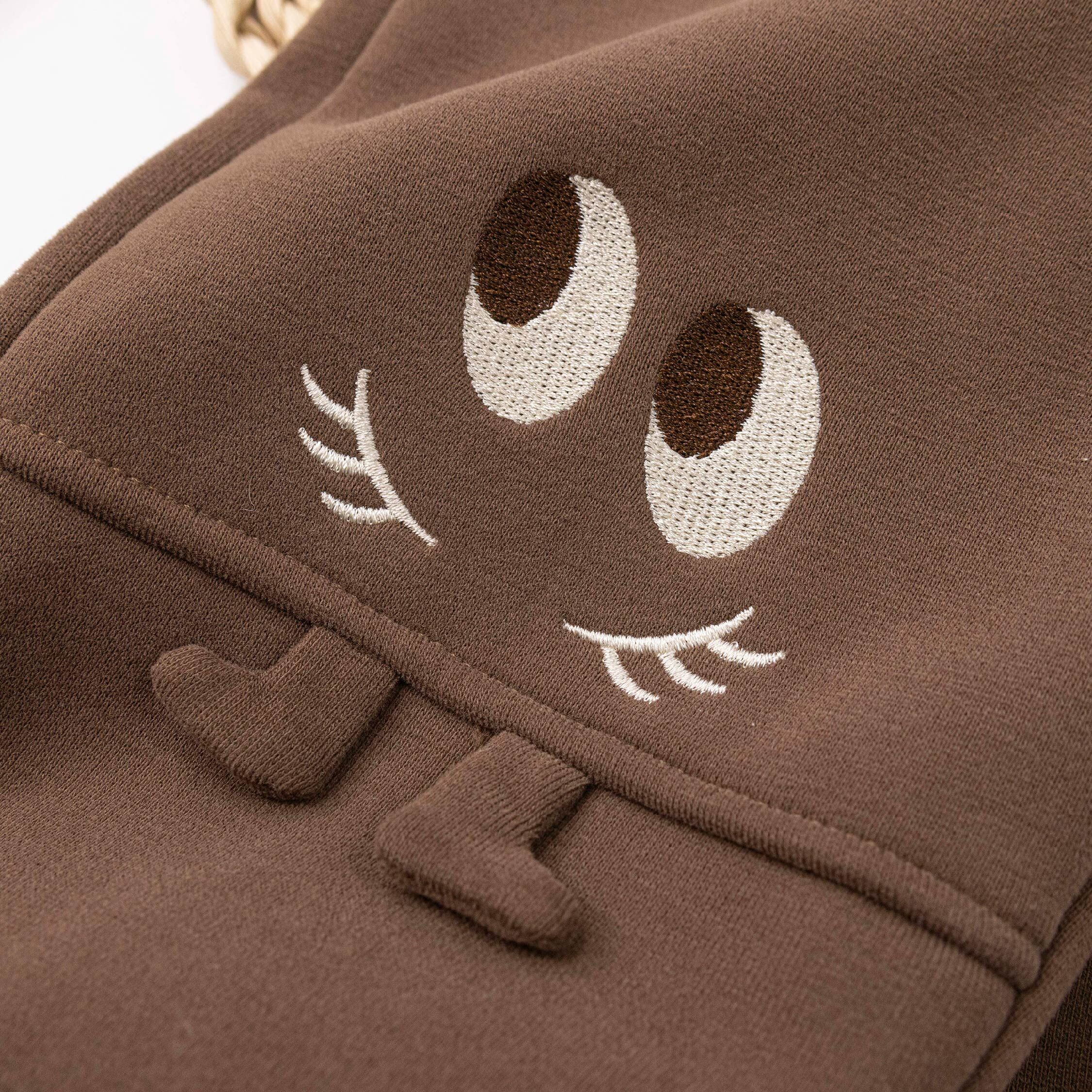 【H55874】俏皮大眼睛內刷毛縮口褲