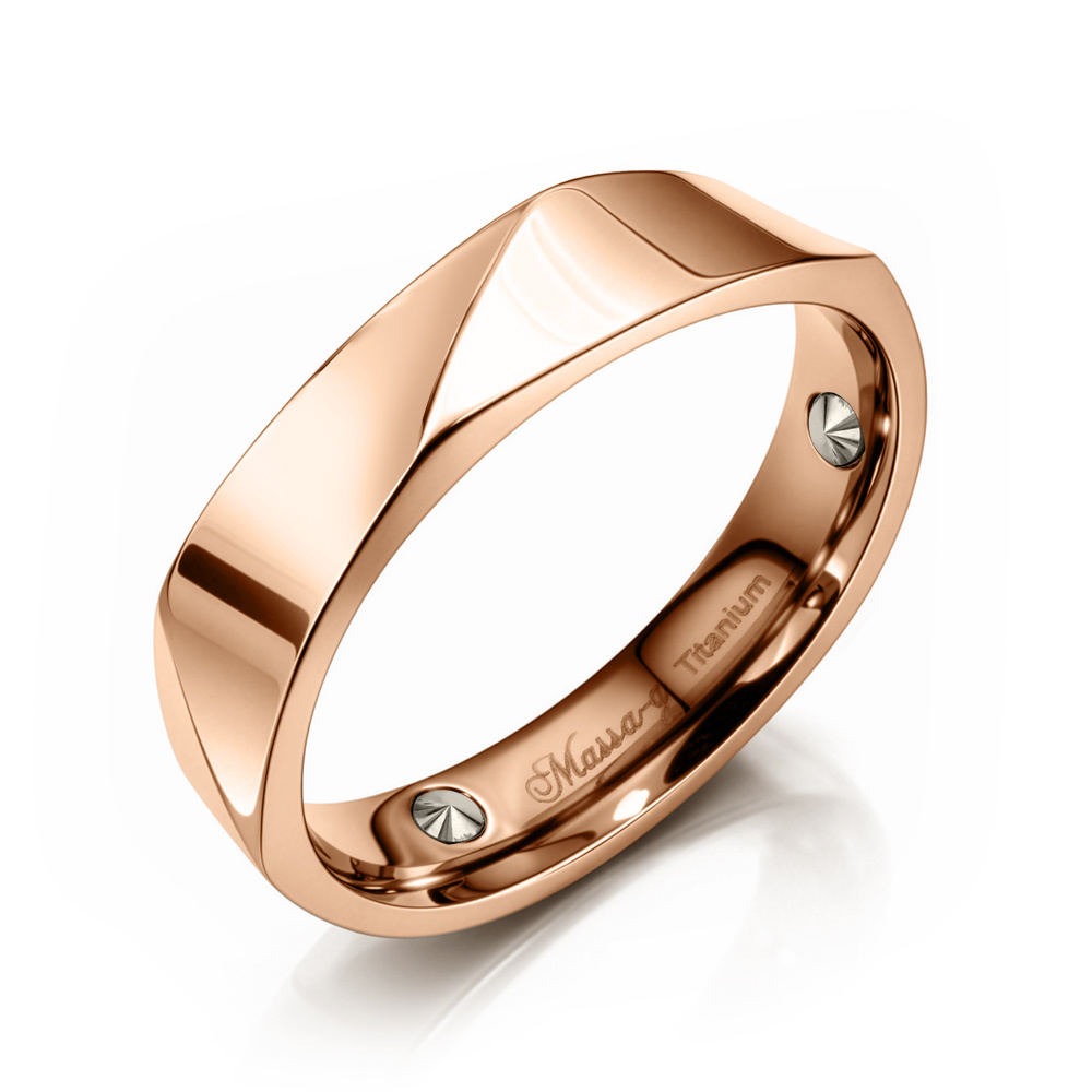 MASSA-G 純鈦系列【燦光】玫瑰金鈦金女戒(鑲嵌2個鍺)