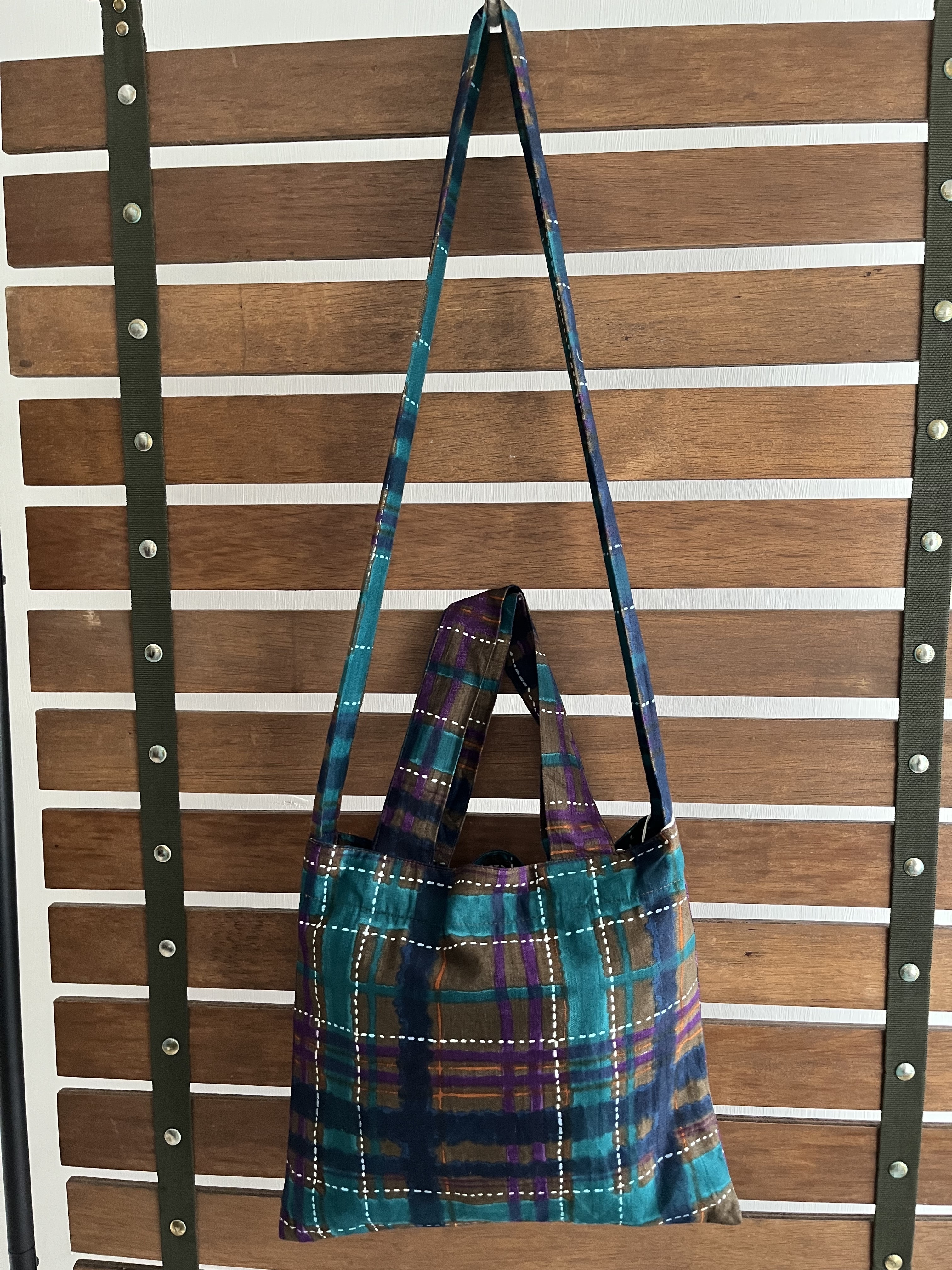 CALINER藍啡拼色水彩布袋