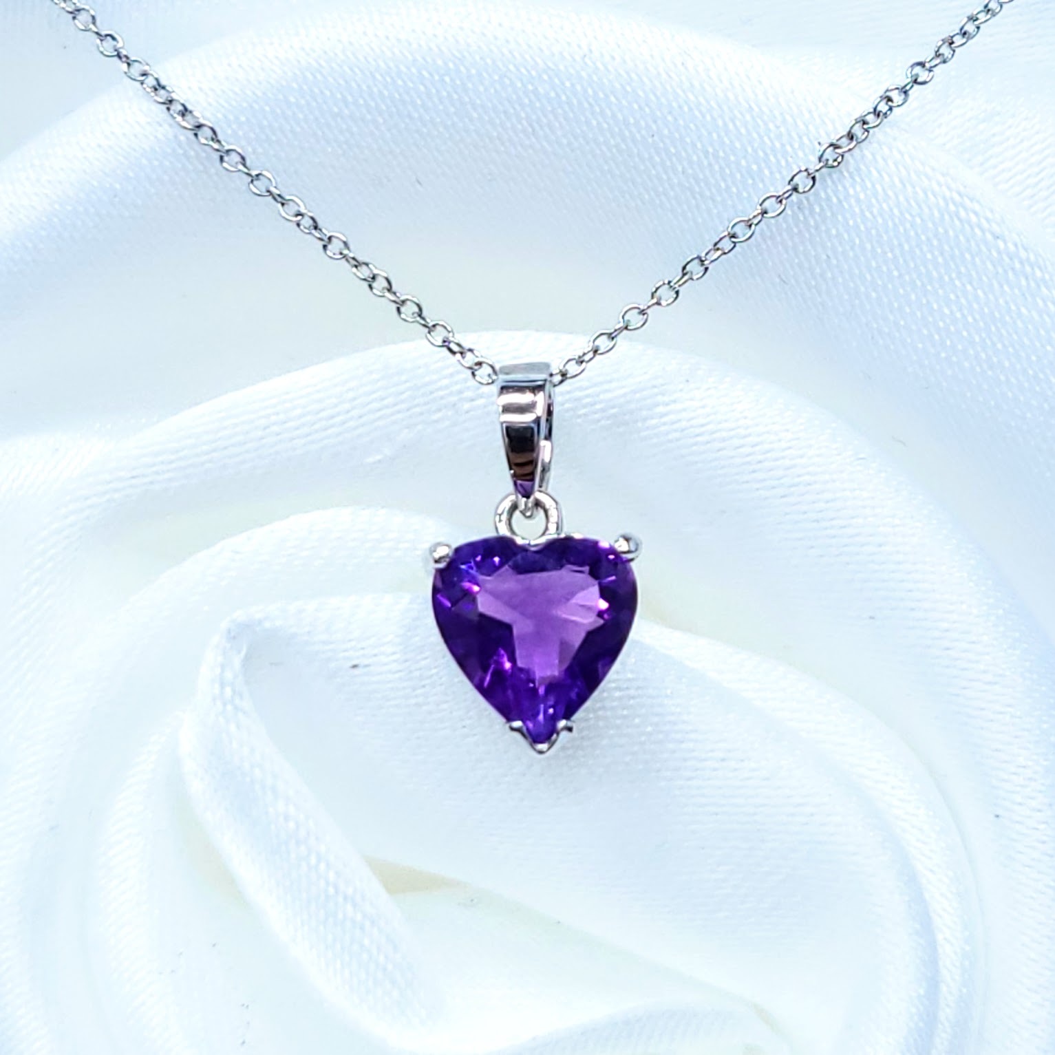 全新14K白金紫晶吊墜