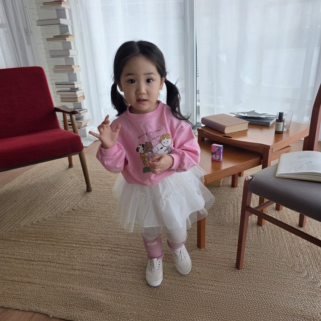 正韓春COLOR 兩色女孩狗狗上衣