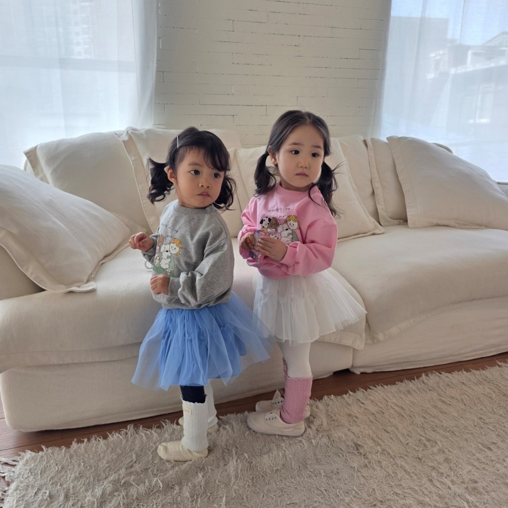 正韓春COLOR 兩色女孩狗狗上衣