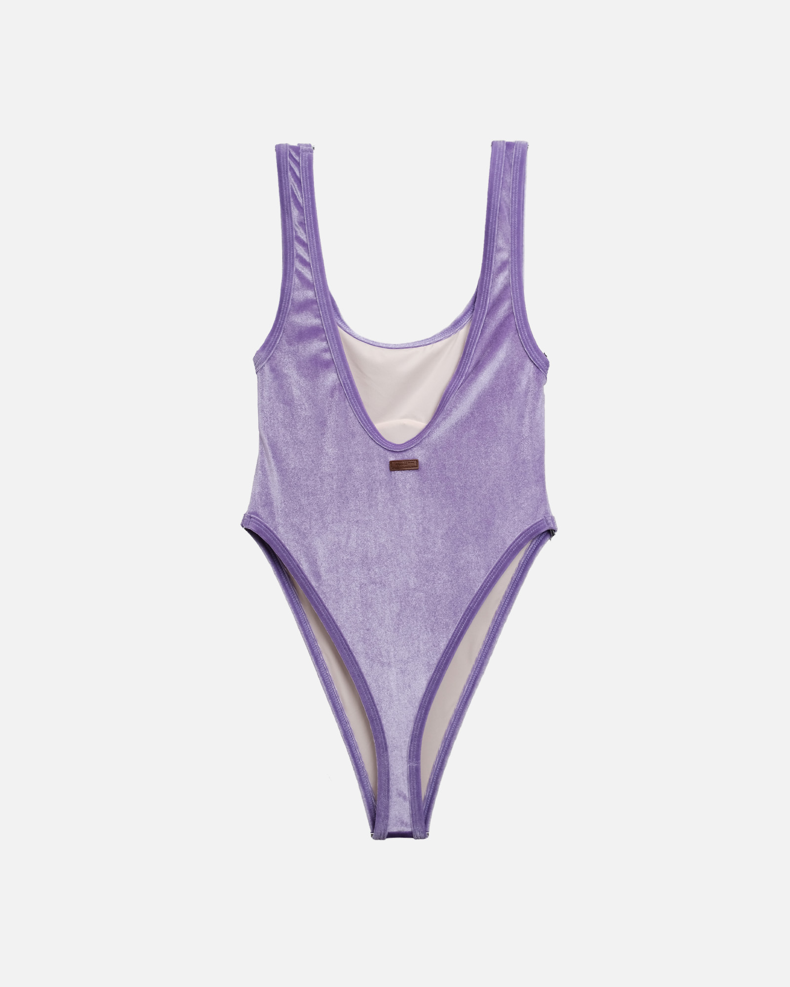 【羅藍紫絨】Uoo U領無墊高衩丁字連身泳裝