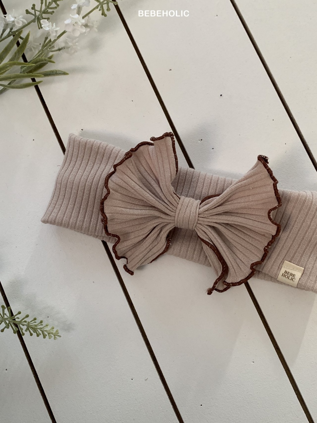 正韓春bebeholic 嫩嬰蝴蝶結滾邊髮帶