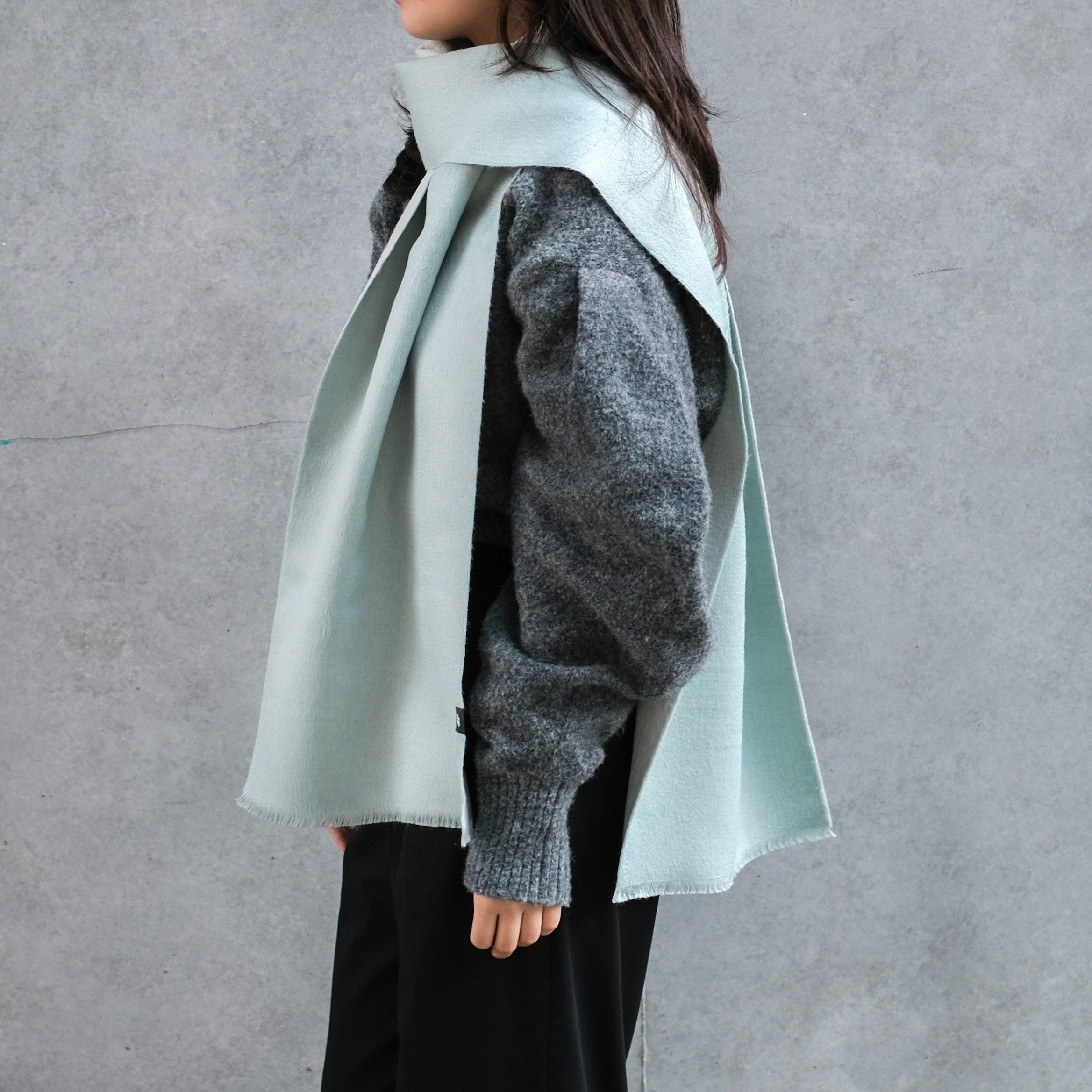 安地斯羊駝圍巾｜雙面suri款 - 湖綠｜秘魯