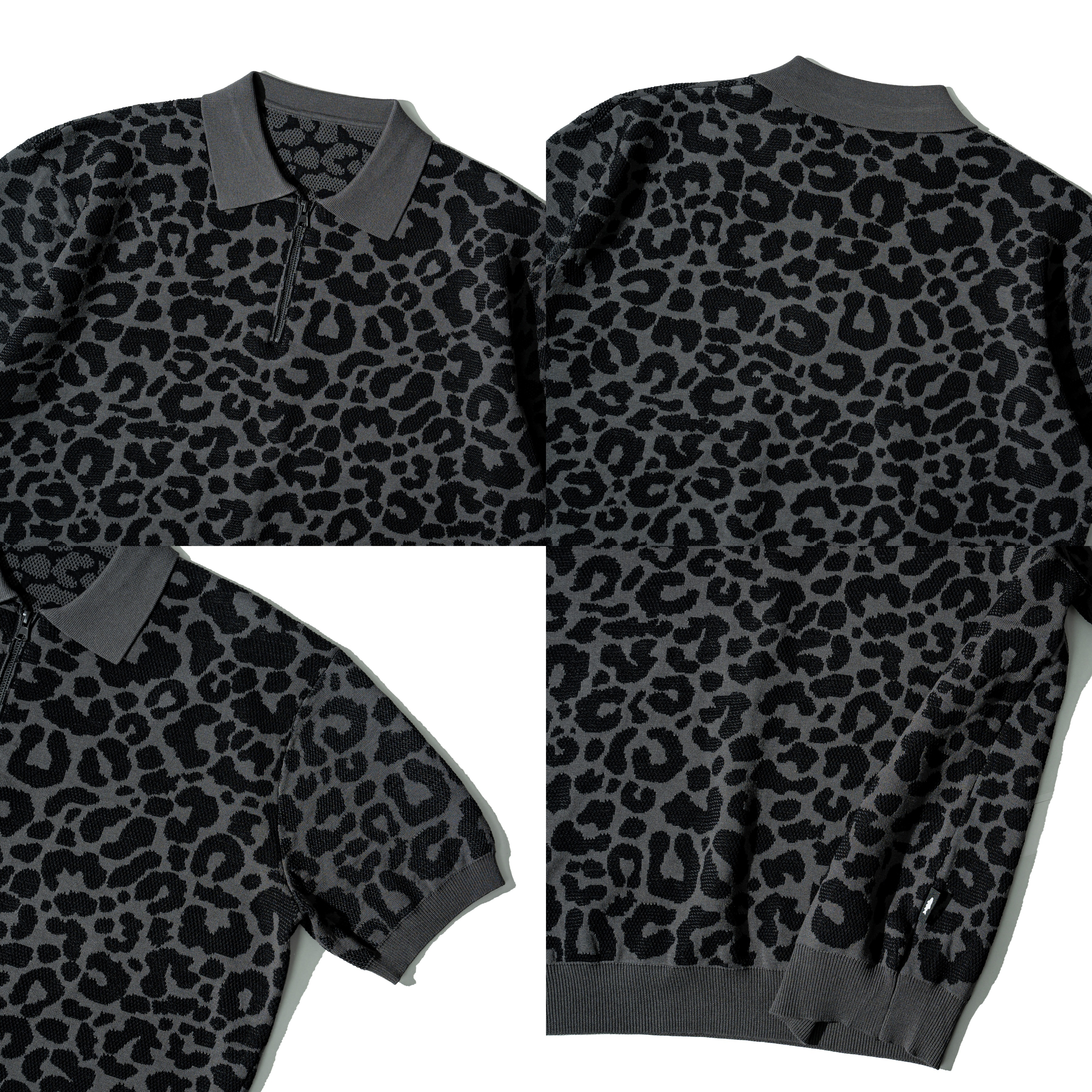 AGILITY Leopard Knit Zip Shirts 豹紋 針織 拉鍊Polo衫 [MS90]