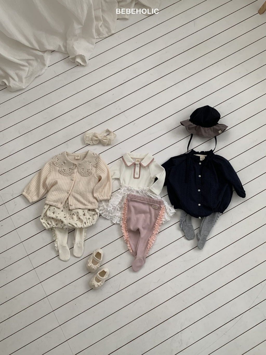 正韓春bebeholic 嫩嬰奶油捲捲邊包腳褲