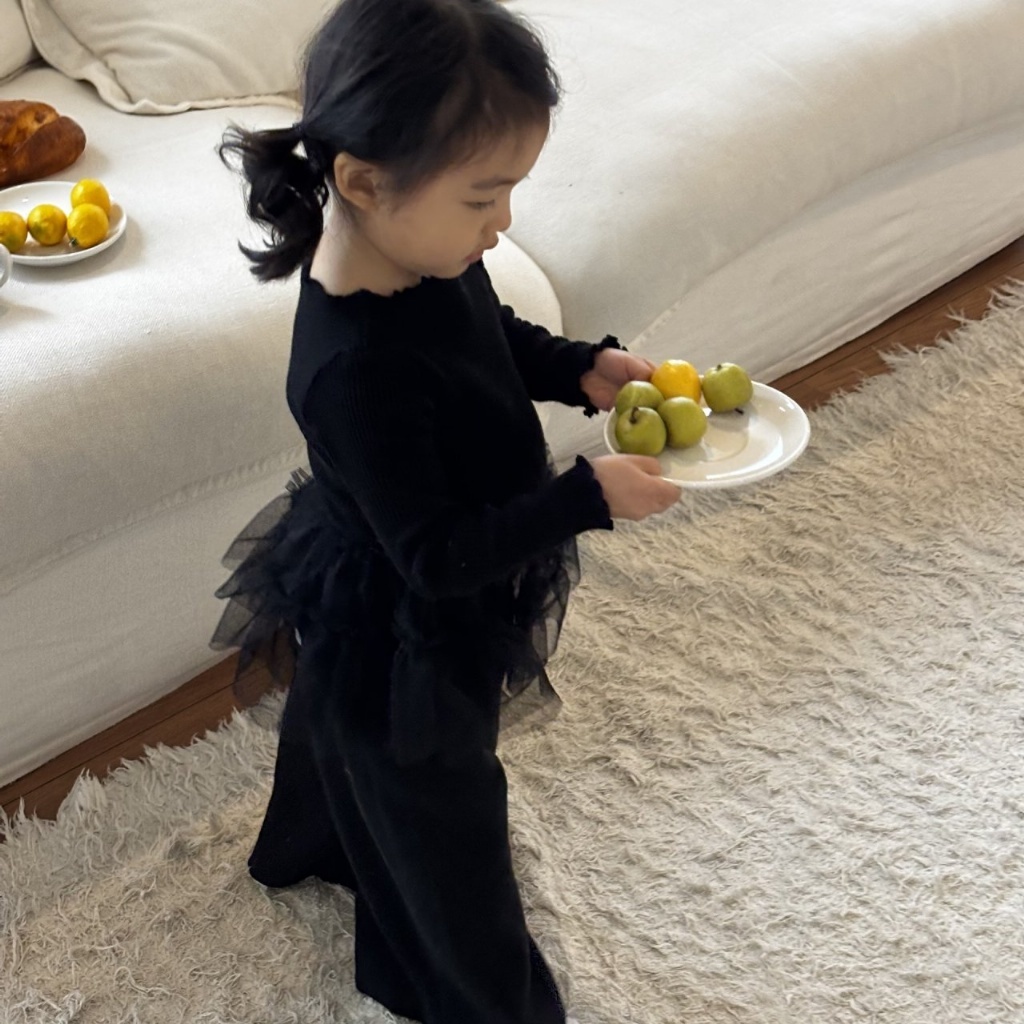 正韓春COLOR 兩色網紗拼接上衣