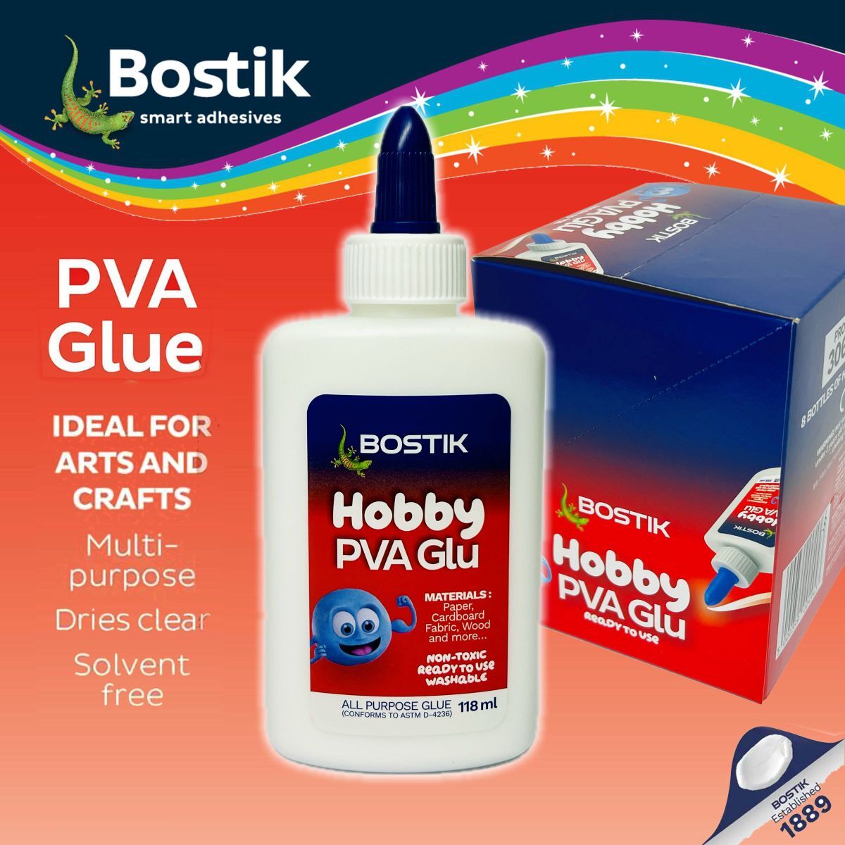 【新包裝】Bostik® PVA 多用途大白膠槳(118毫升) - 8支