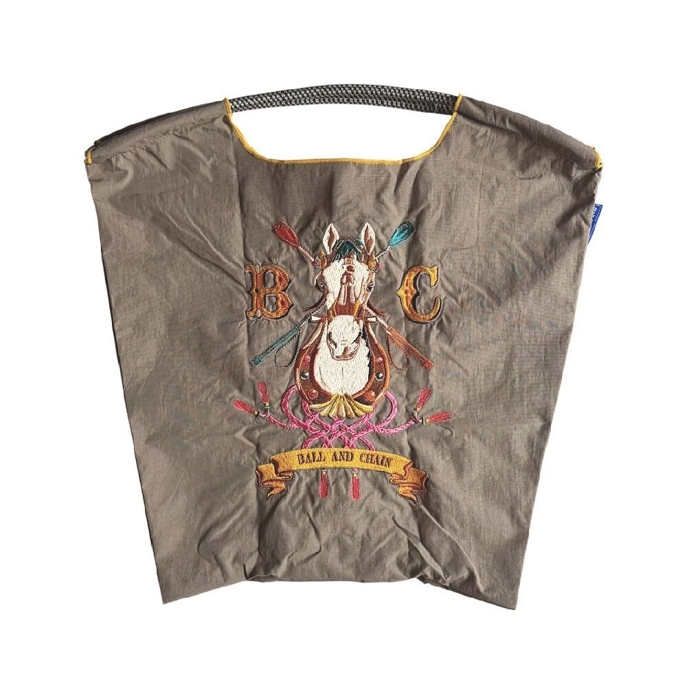 Ball＆Chain 刺繡環保購物袋 M號 - 灰 (30107185)