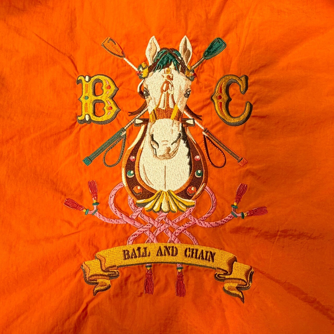 Ball＆Chain 刺繡環保購物袋 L號 - 橘 (30117107)