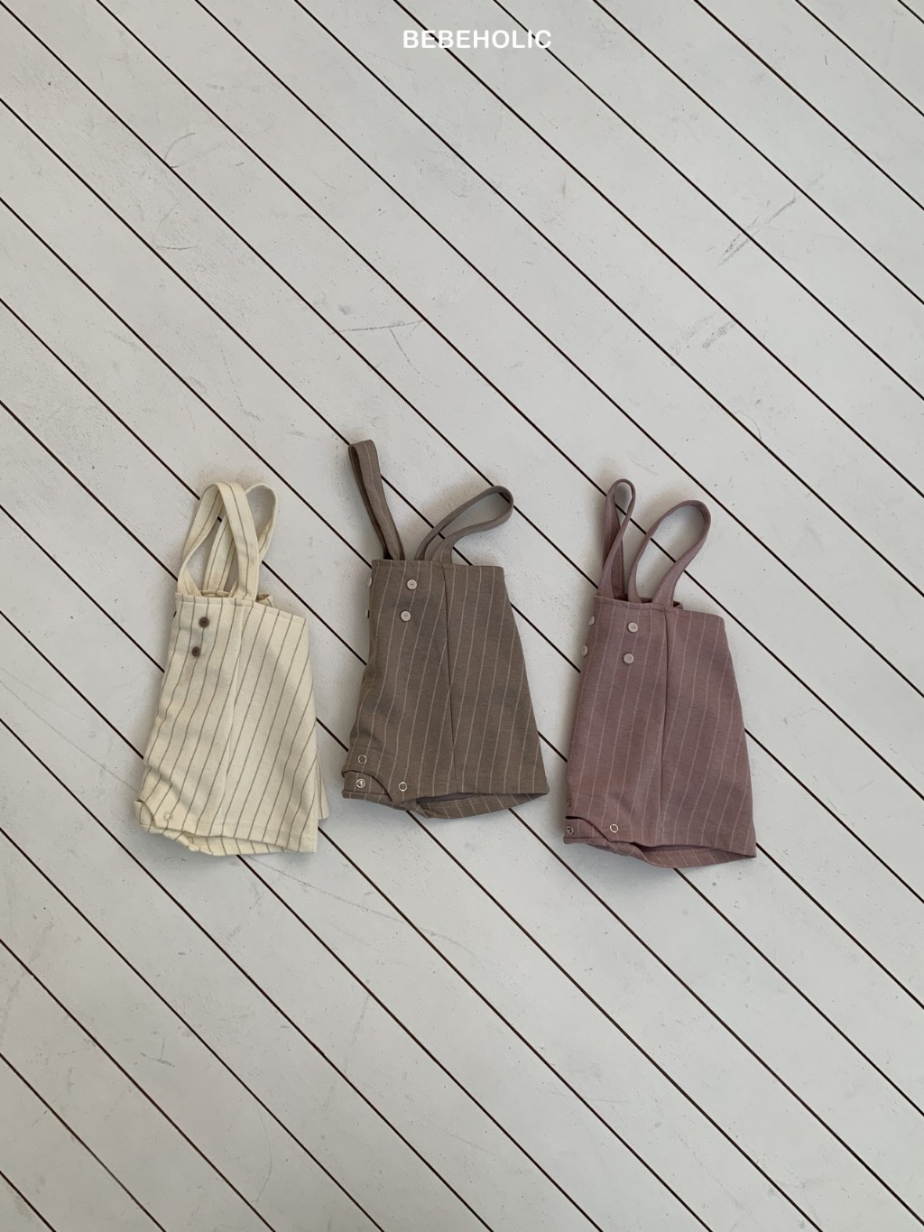 正韓春bebeholic 嫩嬰直條吊帶包屁褲