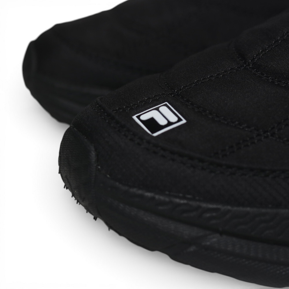 FILA 休閒鞋 QUILTED 黑色 兩穿 麵包 復古 情侶 懶人鞋 男 1C346A001