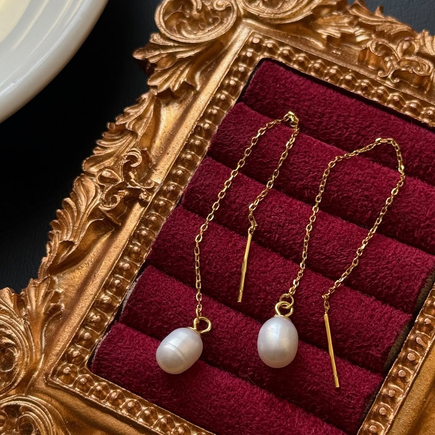 [原石] 淡水珍珠 925銀耳環 垂墜式耳環