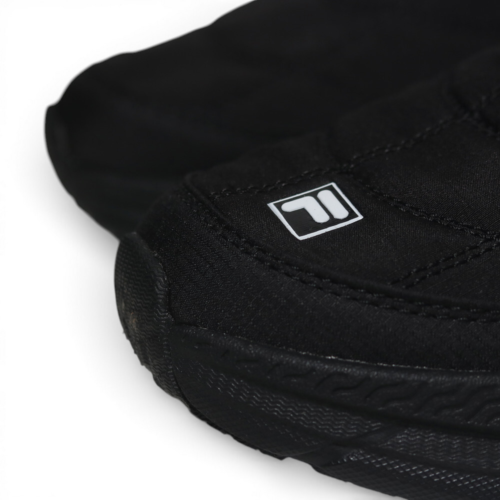 FILA 休閒鞋 QUILTED 黑色 兩穿 麵包 復古 情侶 懶人鞋 女 5C346A001