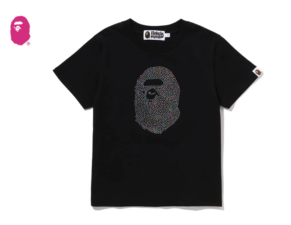 【BAPE女生】0117 發售 滿鑽APE HEAD CRYSTAL STONE MINI TEE
