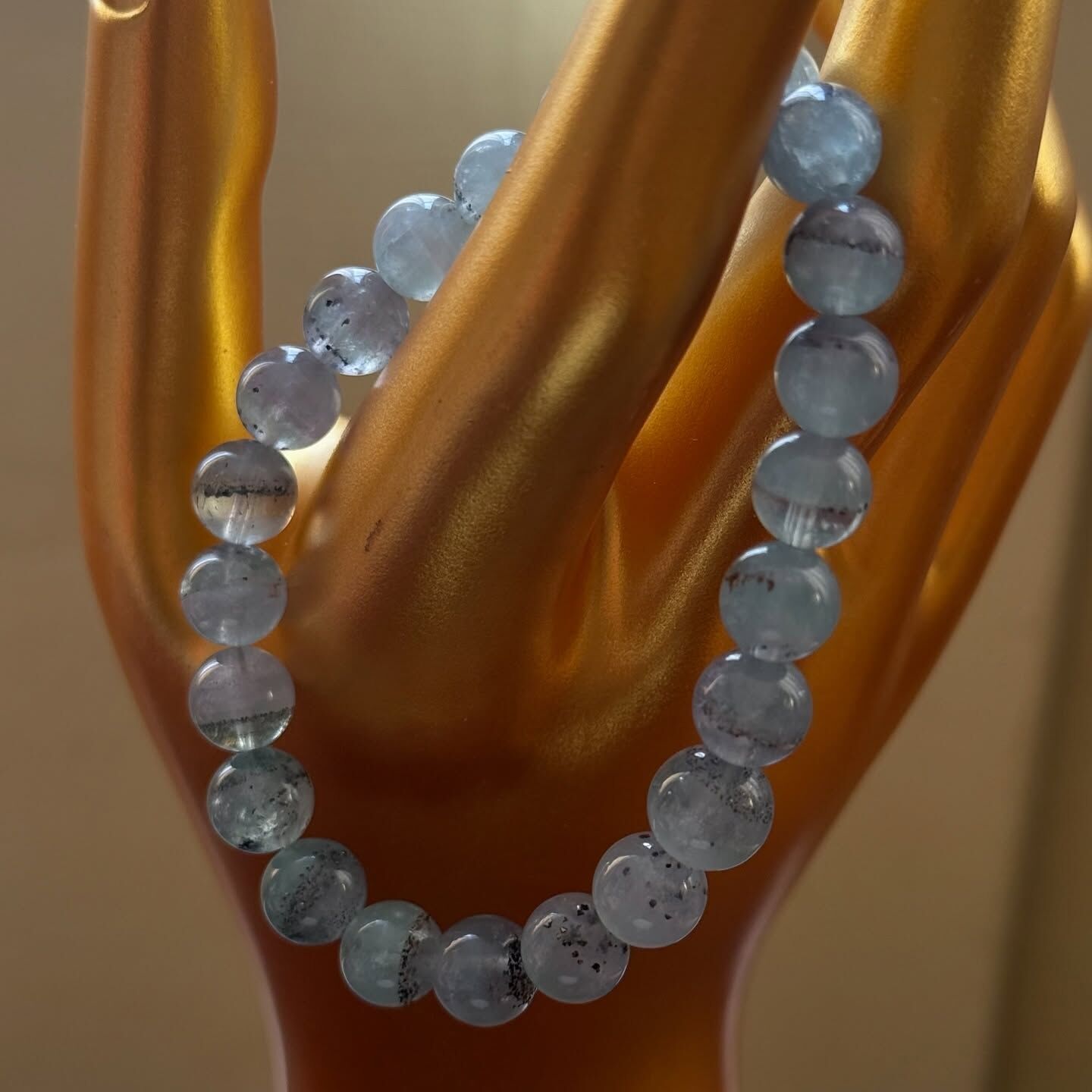 [原石] 藍螢石內含銅礦 水晶手串