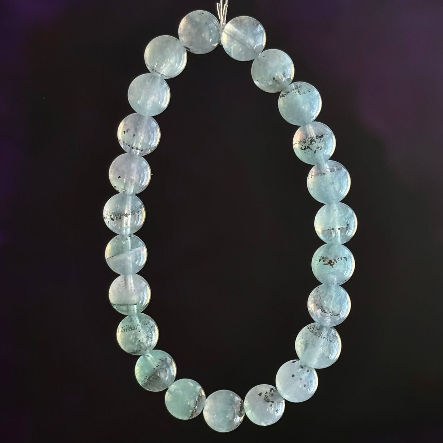 [原石] 藍螢石內含銅礦 水晶手串