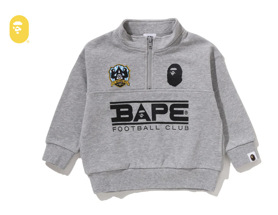 【BAPE童裝】0117 發售 寬版衛衣BAPE EMBROIDERY PATCH RELAXED FIT HALF ZIP SWEATSHIRT