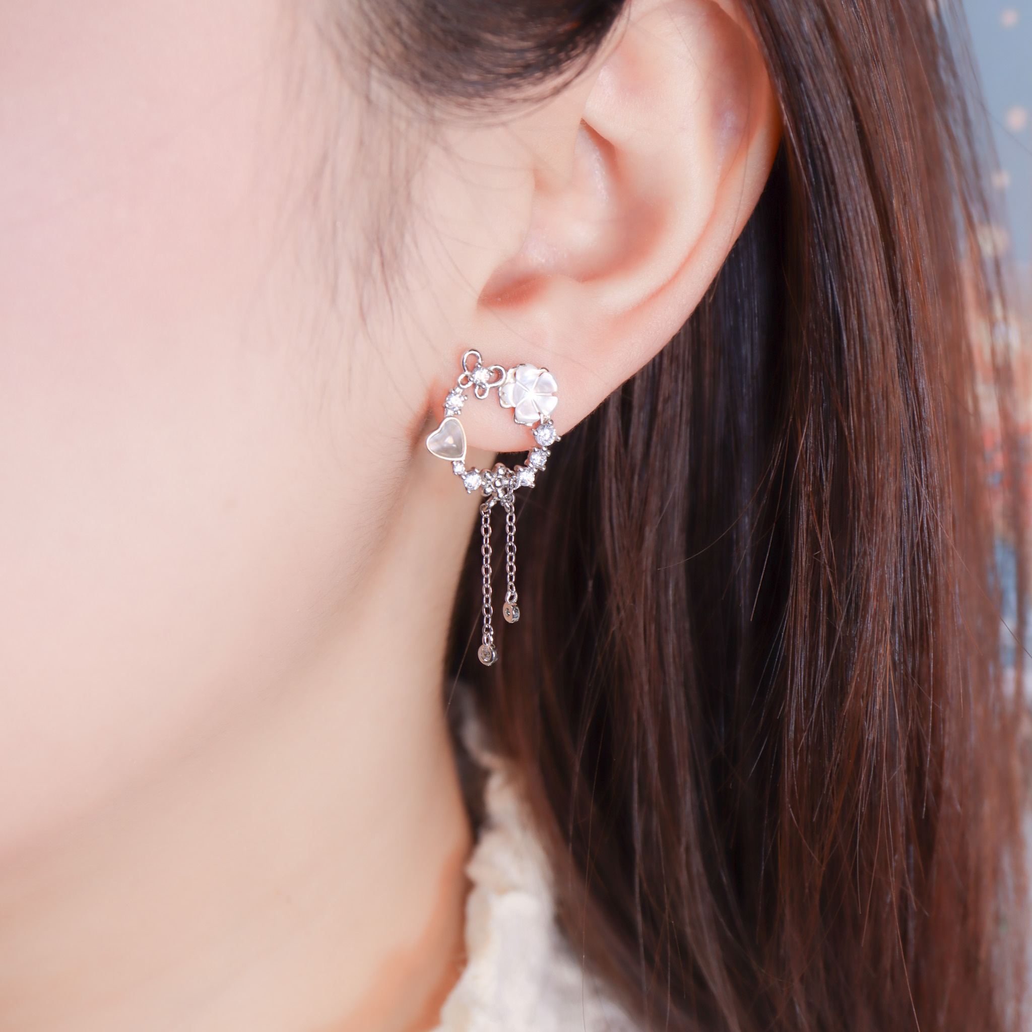 | 925銀・白金・ 玫瑰金 | 愛意花花之境耳環 (銀/玫瑰金) | EA1102 |