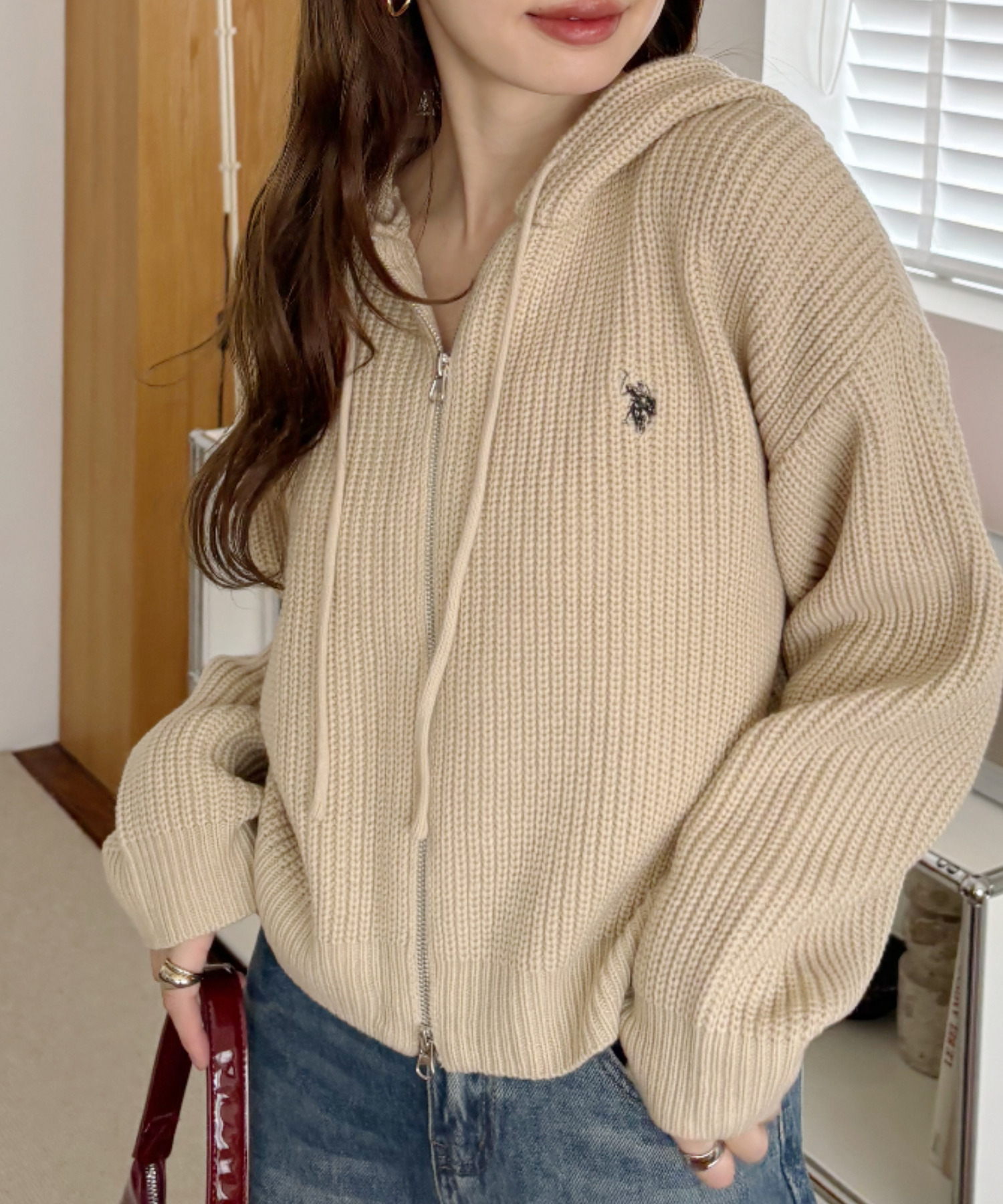 🇯🇵U.S. POLO ASSN. X Ada. 短版 雙拉鏈 連帽衫 連帽外套 針織外套 針織衫 / 預購