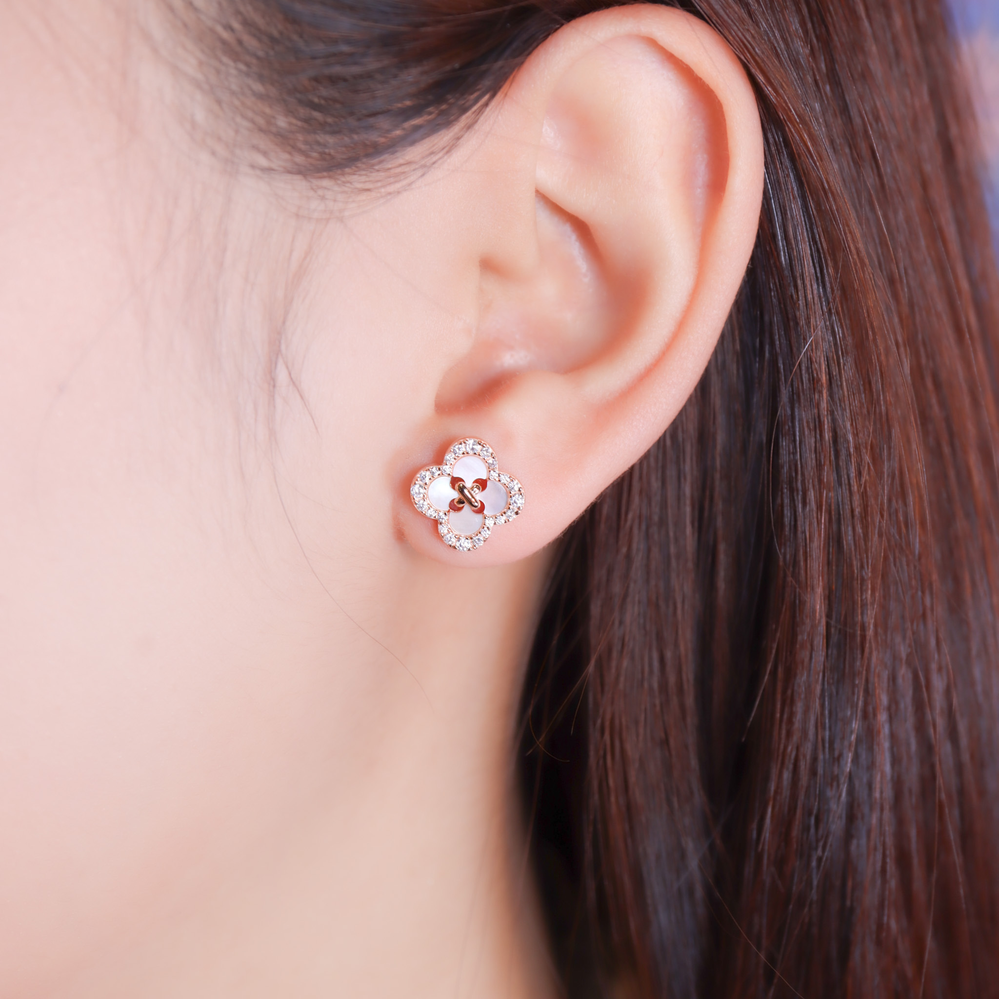 | 925純銀・厚鍍白金・ 厚鍍玫瑰金 | 純凈幸福耳環 (銀/玫瑰金) | EA1099 |