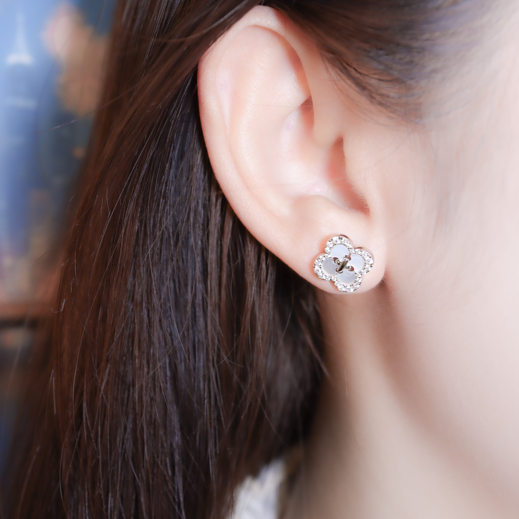 | 925純銀・厚鍍白金・ 厚鍍玫瑰金 | 純凈幸福耳環 (銀/玫瑰金) | EA1099 |