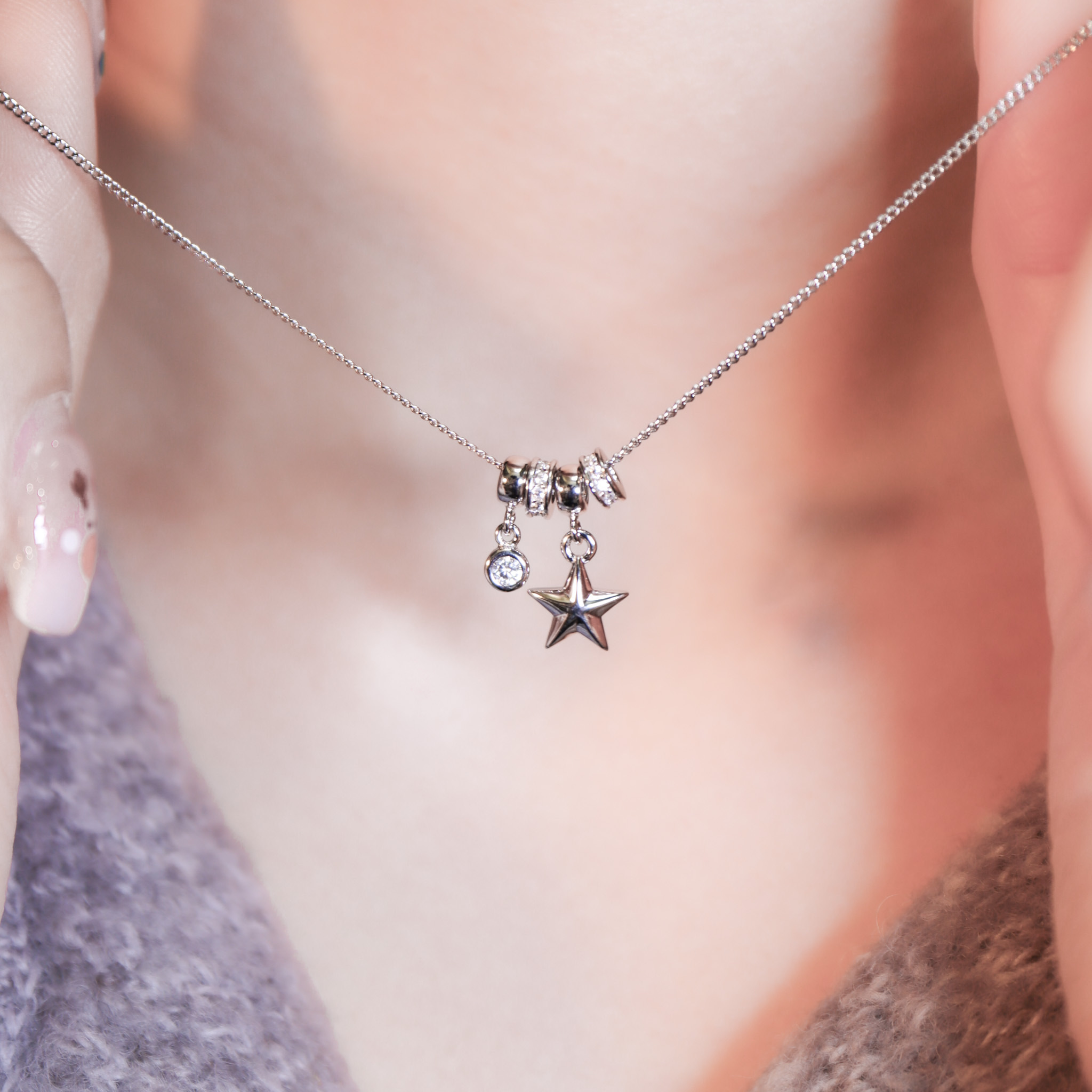 | 925純銀・白金 | 星星陪伴累積值項鍊 | NE1570 |