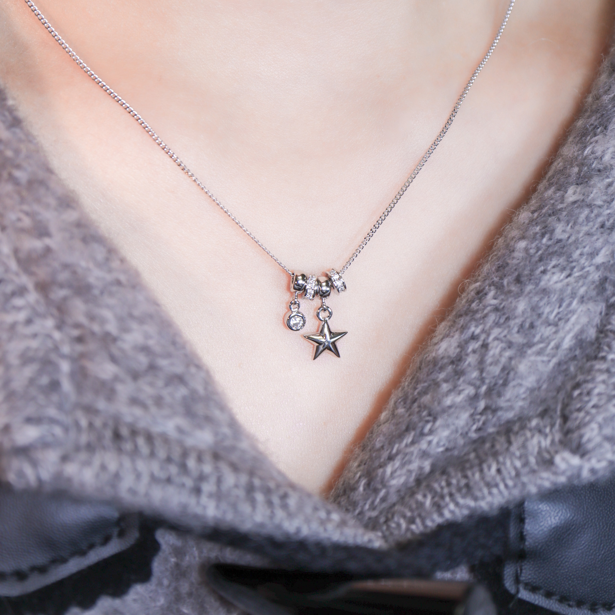 | 925純銀・白金 | 星星陪伴累積值項鍊 | NE1570 |