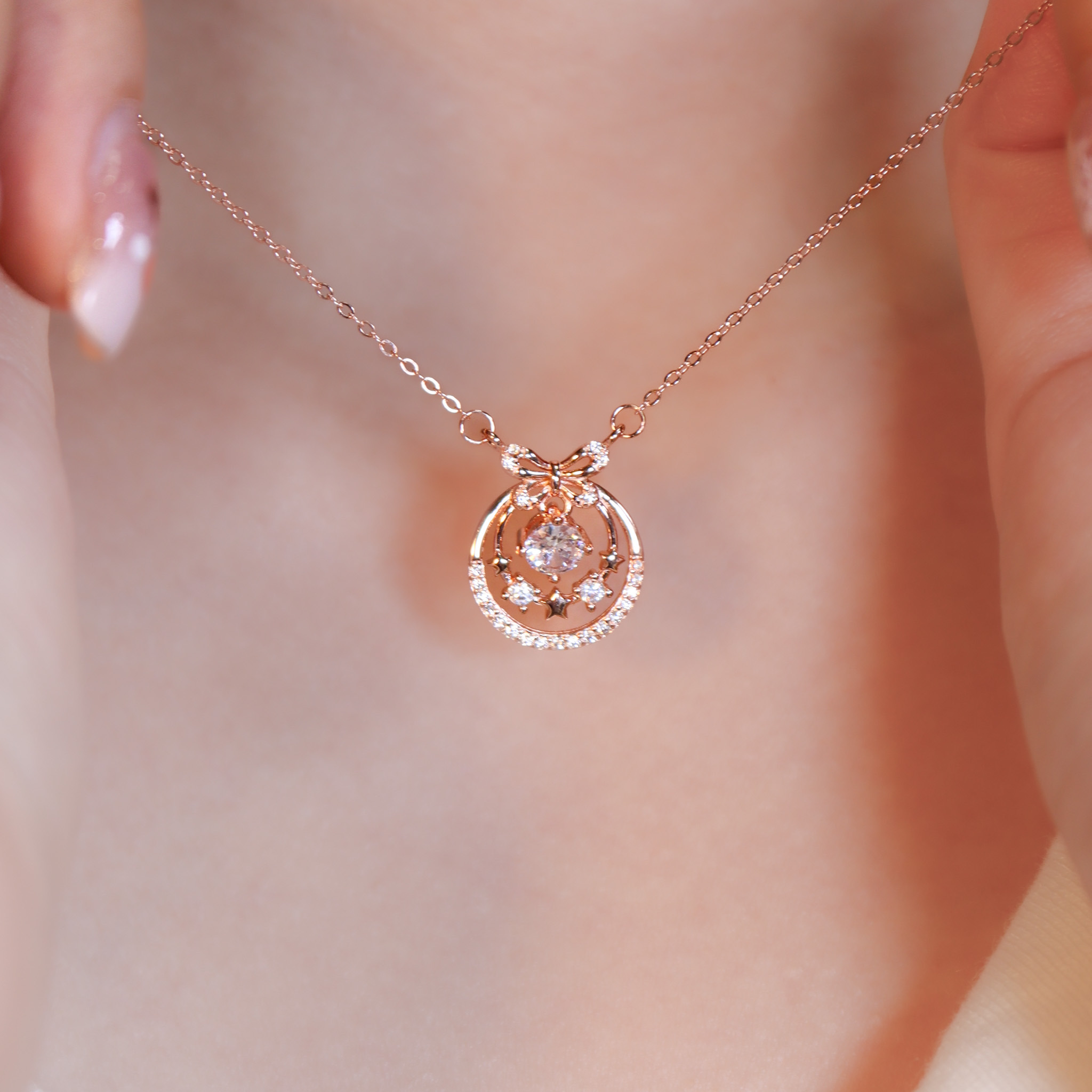 | 925純銀・白金・玫瑰金 | 星辰小禮項鍊  (銀/玫瑰金) | NE1566 |